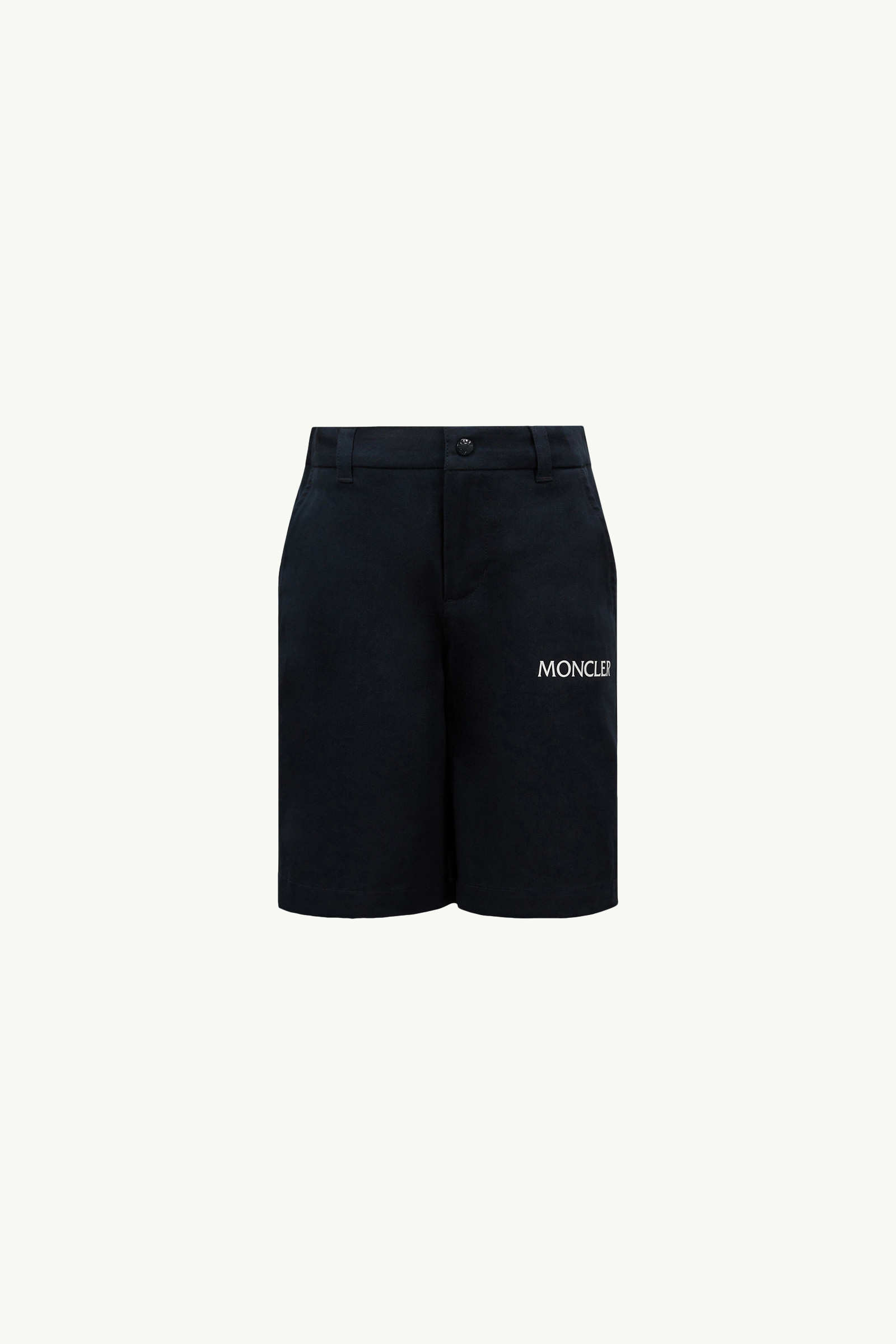 【関税＆送料込み】Moncler Gabardine Shorts Navy Blue Logo Cotton Gabardine Shorts - Trousers
