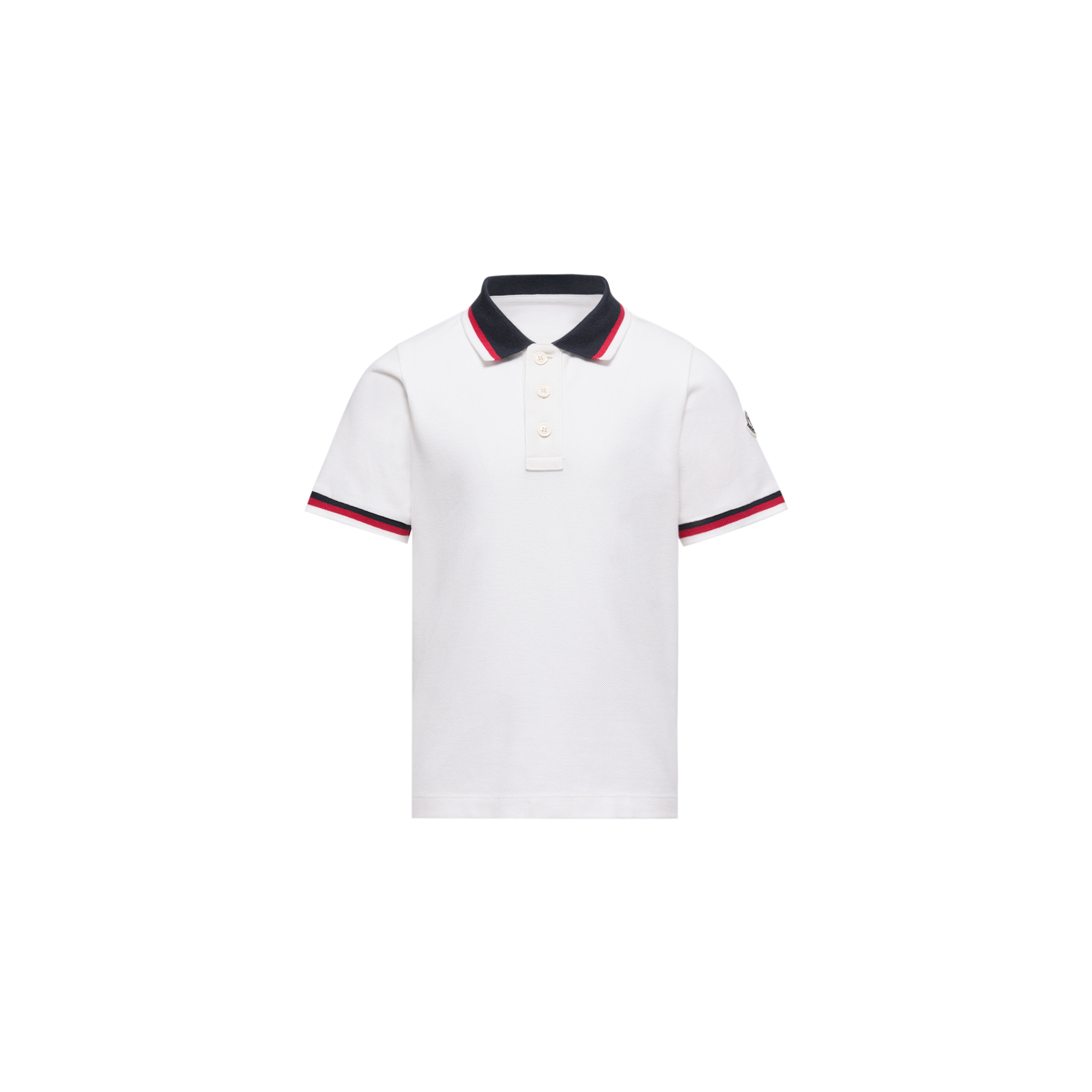 MONCLER ENFANT Tricolor-Trimmed Cotton Polo Shirt, Boy, White, Size: 14Y
