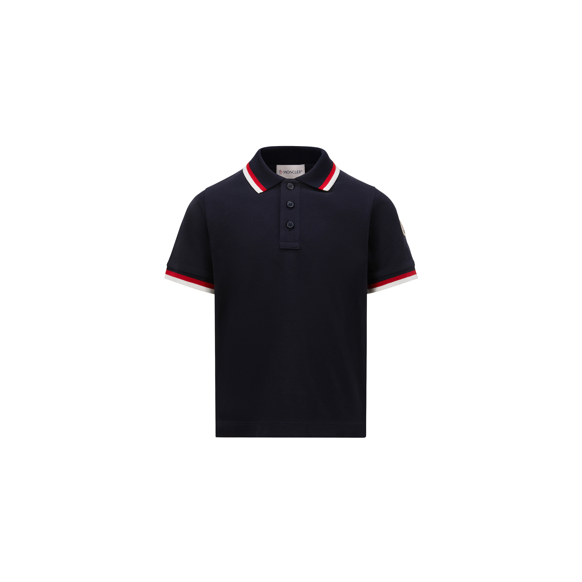 MONCLER ENFANT Tricolor-Trimmed Cotton Polo Shirt, Boy, Blue, Size: 6Y