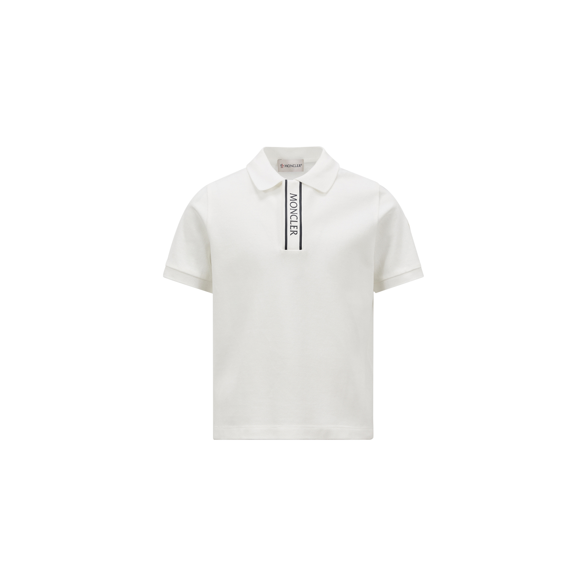 Moncler Polo En Piqué De Coton À Finitions Logo In White