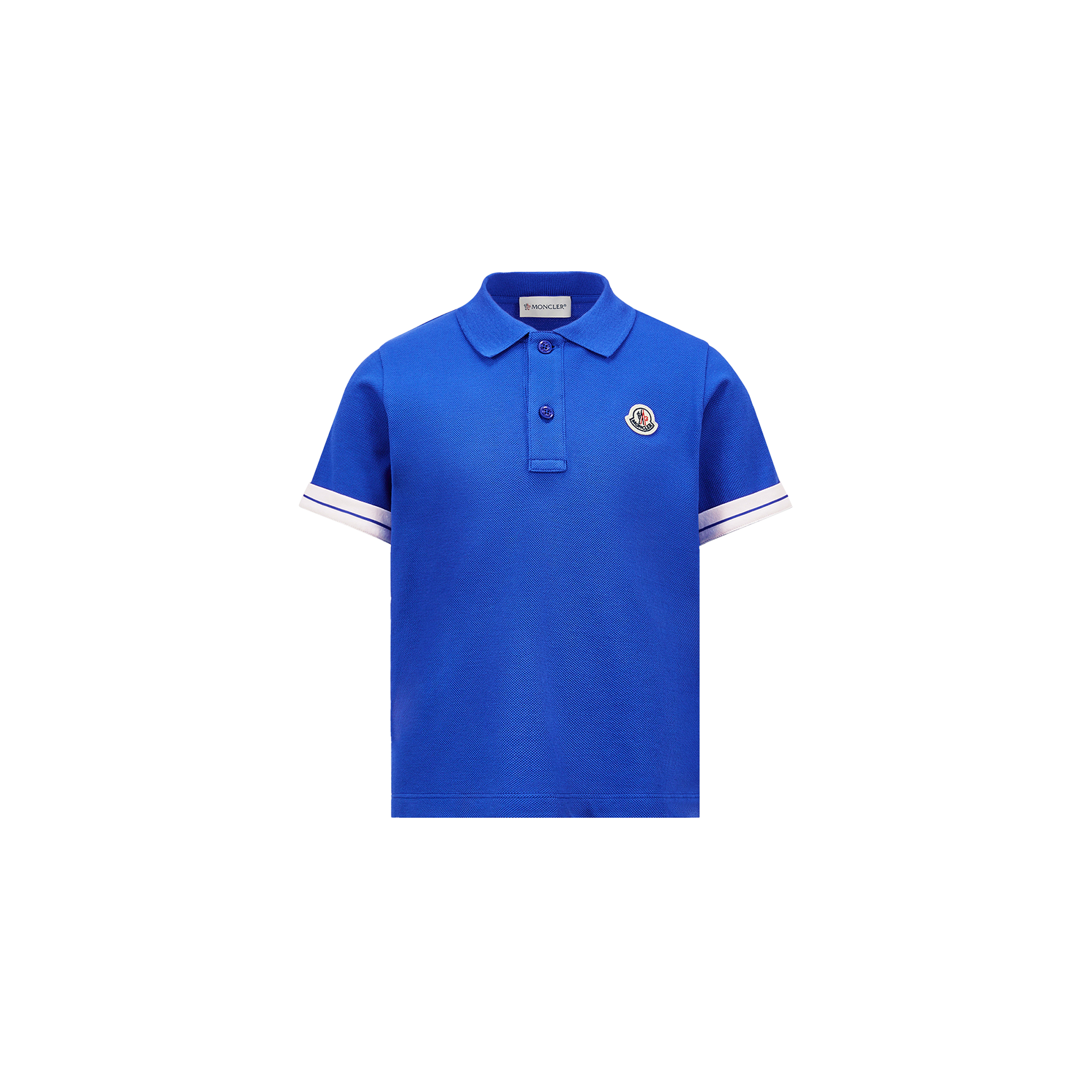 Moncler Logo Patch Cotton Piquet Polo Shirt Blue In Blue