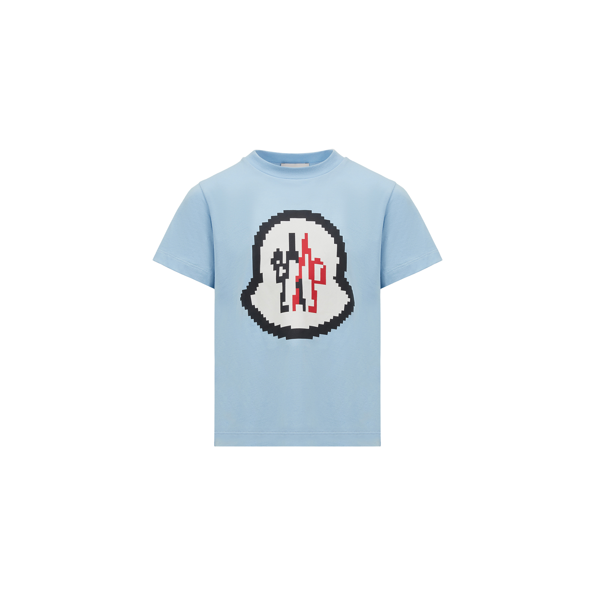Moncler Pixel Logo Cotton T-shirt Blue In Blue