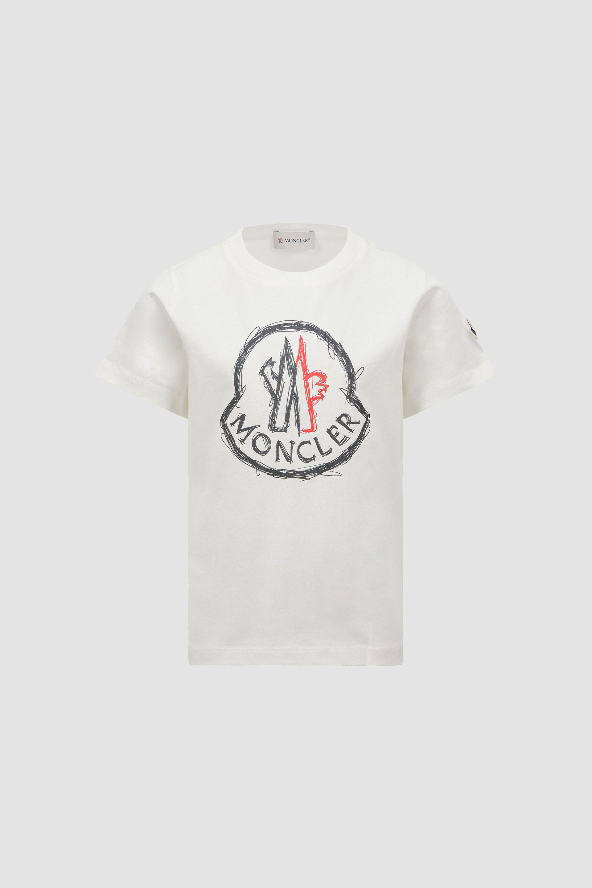 White Scribble Logo Cotton T-Shirt - Polos & T-shirts for Children | Moncler  US