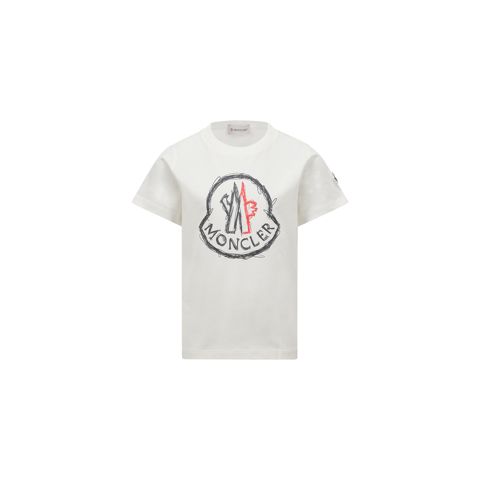 Moncler Scribble Logo Cotton T-shirt White In White