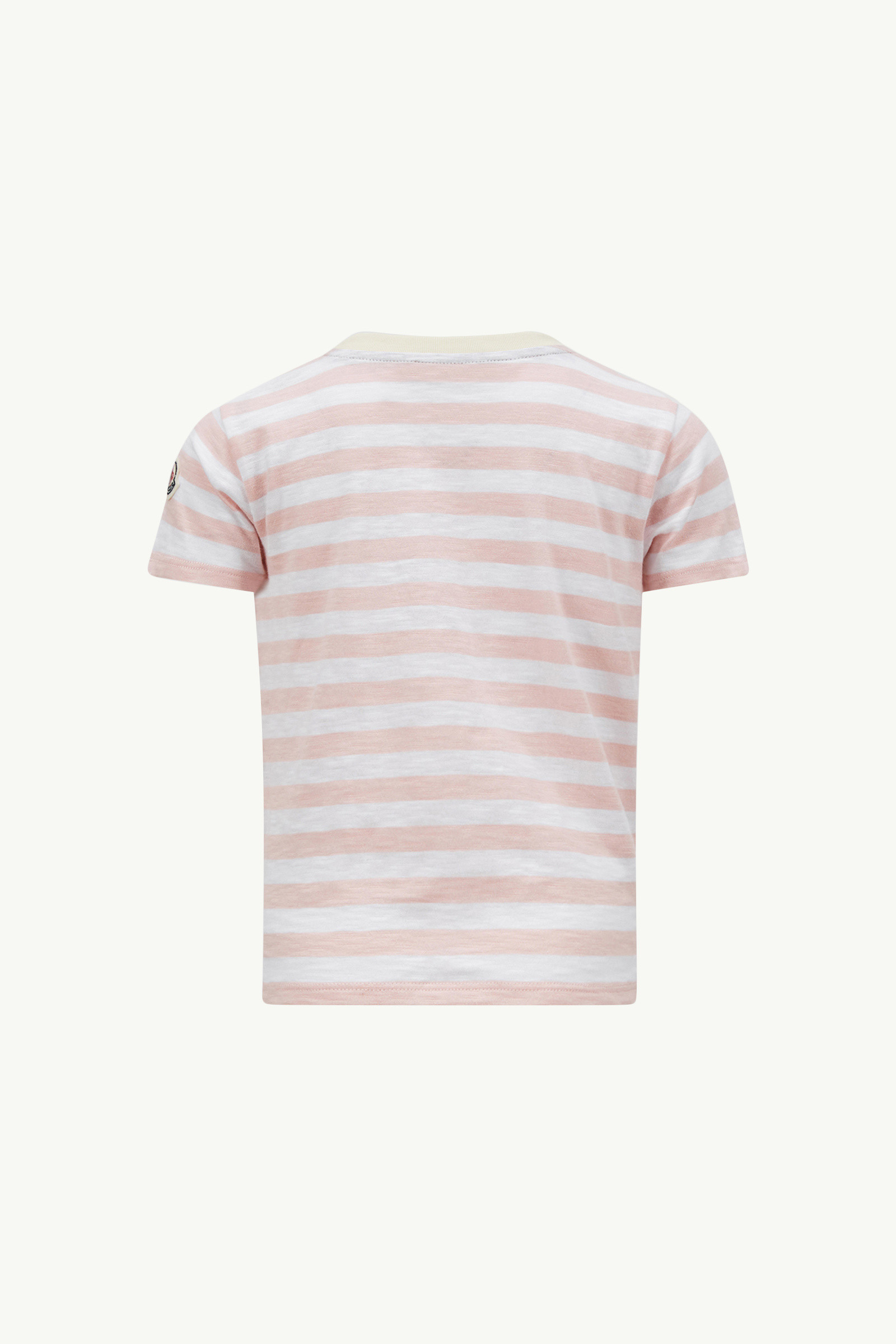 White & Pink Logo Striped Cotton Jersey T-Shirt - Polos & T
