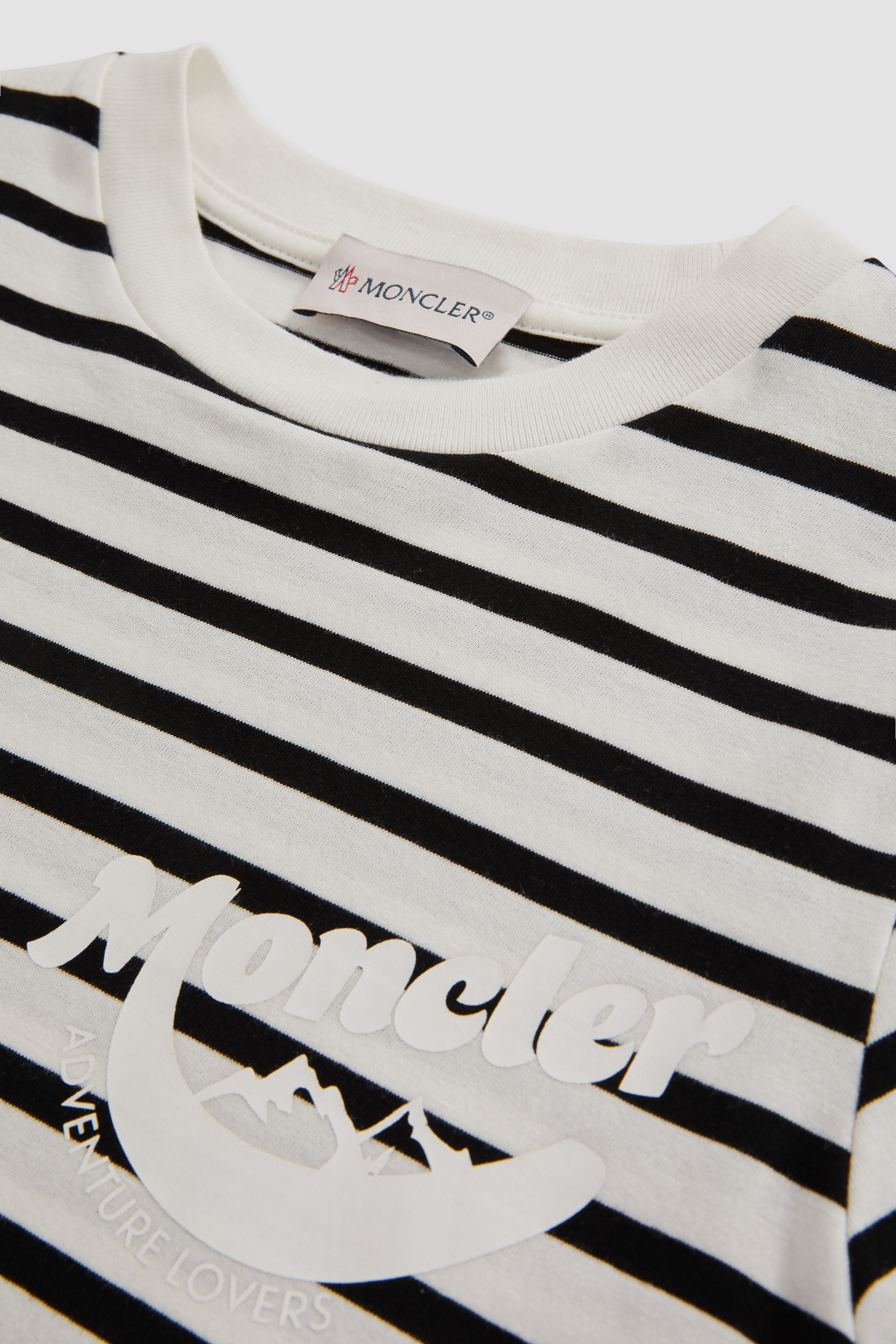 Black & White Mountain Logo Striped Cotton Jersey T-Shirt