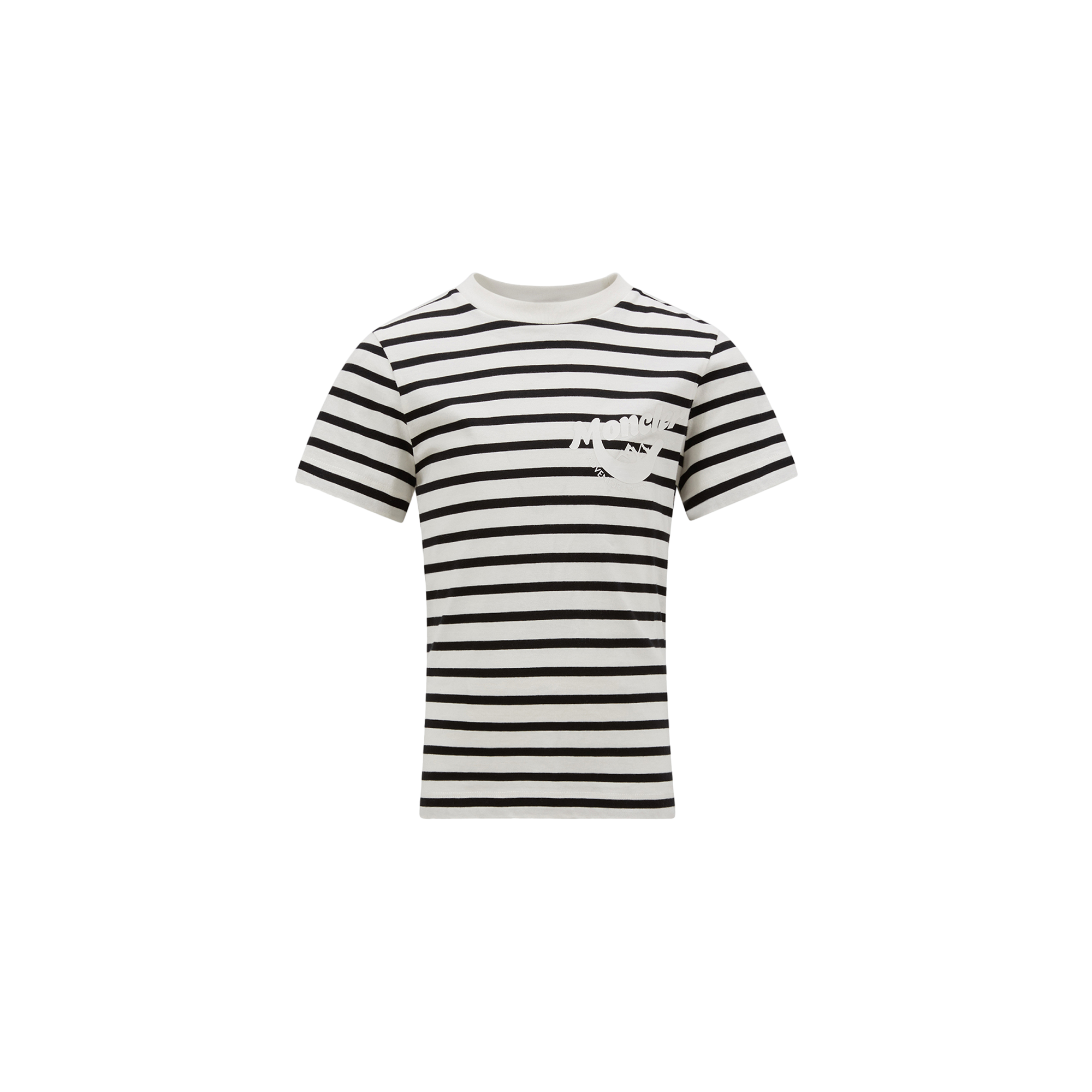 Moncler Mountain Logo Striped Cotton Jersey T-shirt Multicolor In Multicolor
