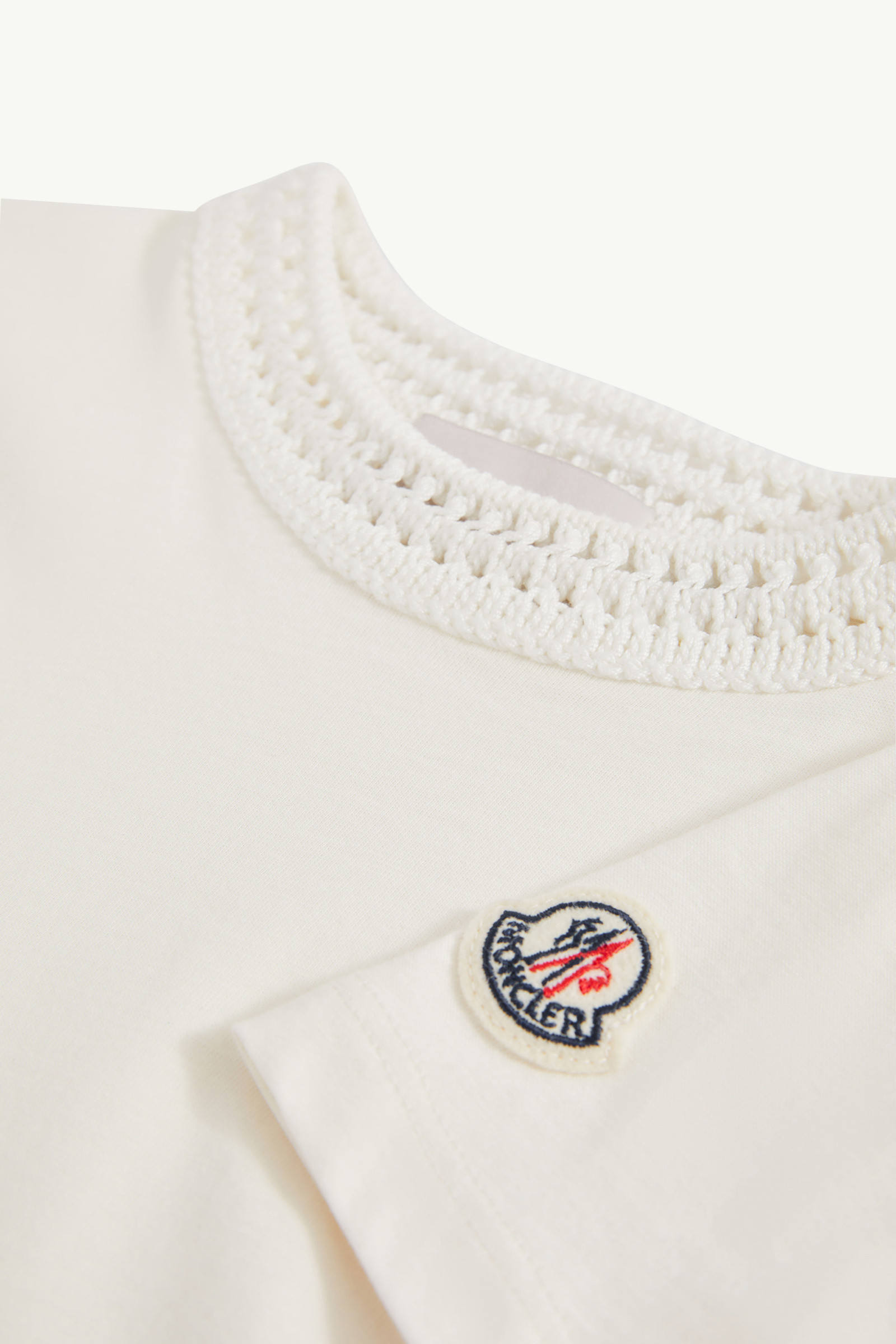 White Crochet Accent Cotton T-Shirt - Polos & T-shirts for