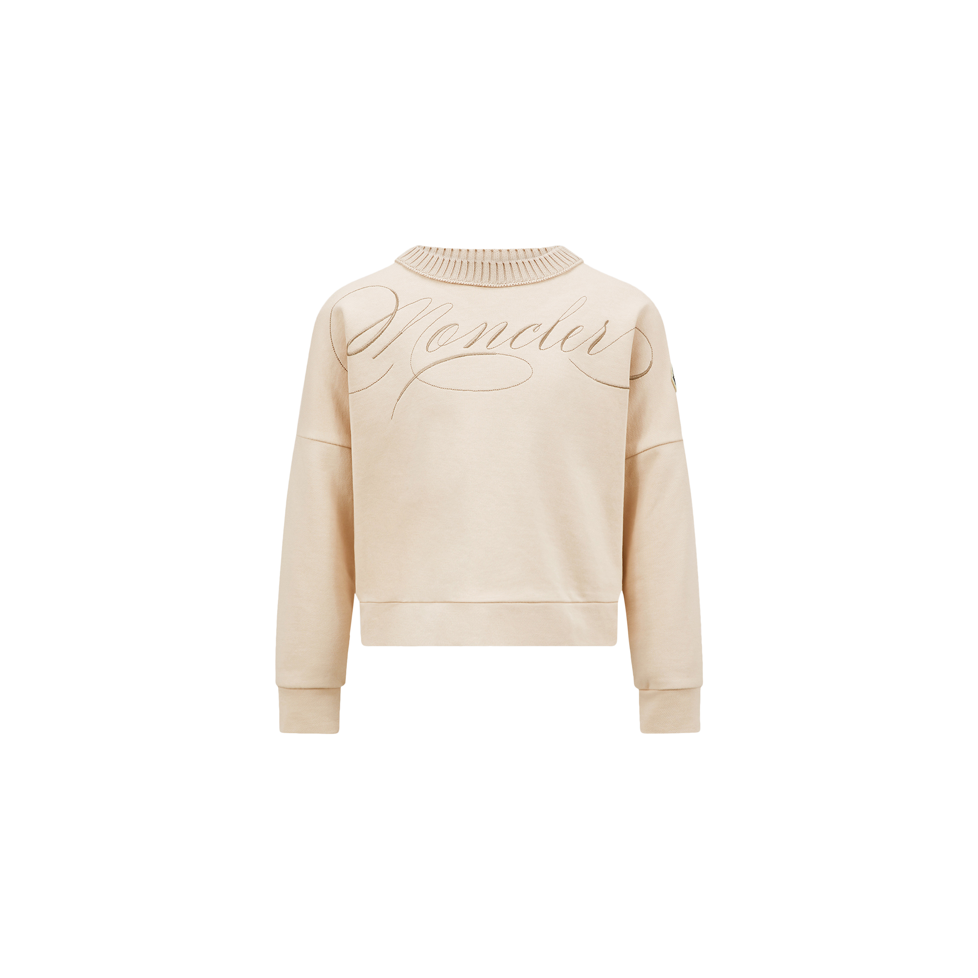 Moncler Sweat En Coton À Logo Lettres Cursives Brodé In Pink