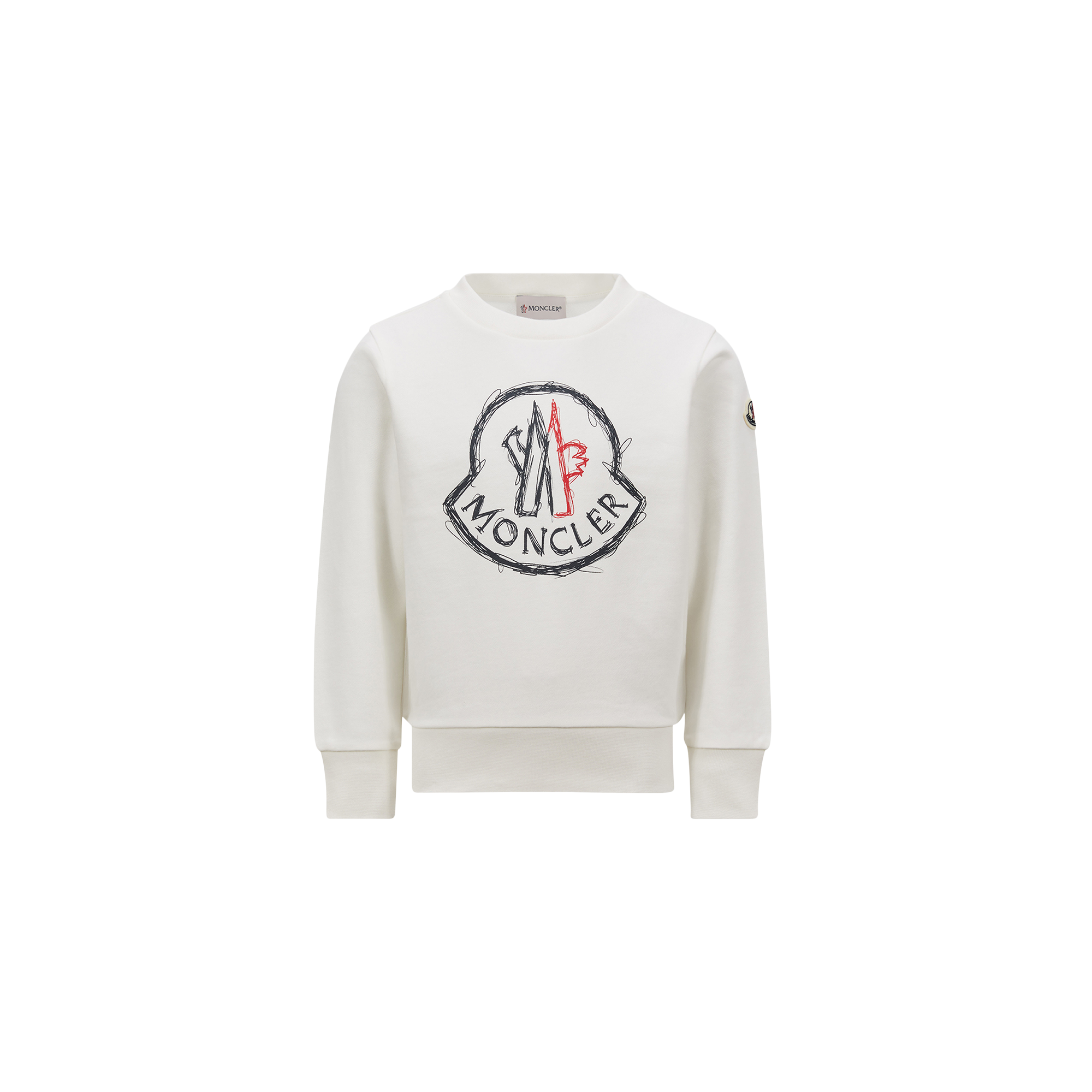 MONCLER ENFANT Scribble Logo Cotton Sweatshirt, Boy, White, Size: 10Y