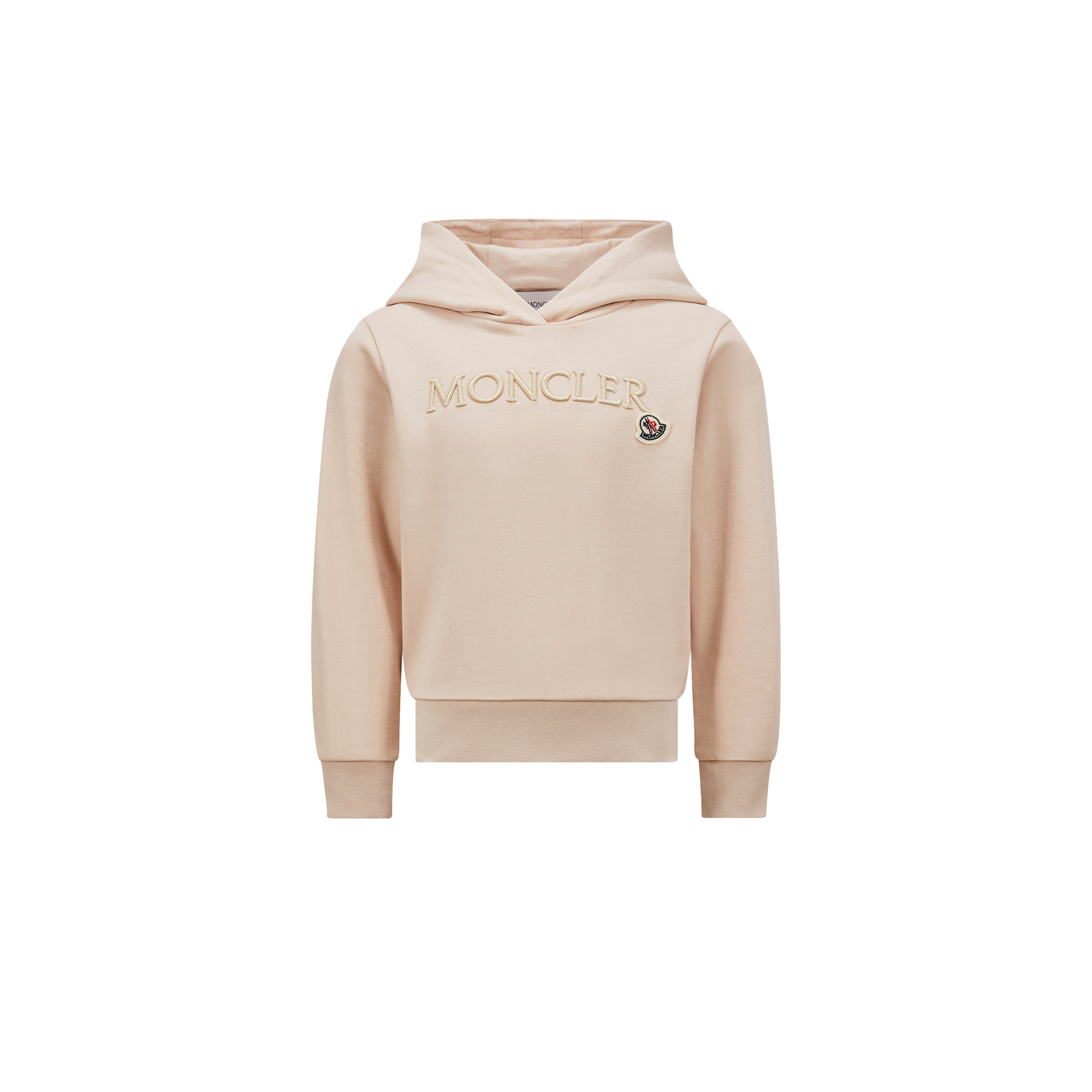 Moncler Sweat À Capuche En Coton À Logo Ton Sur Ton Brodé In Pink