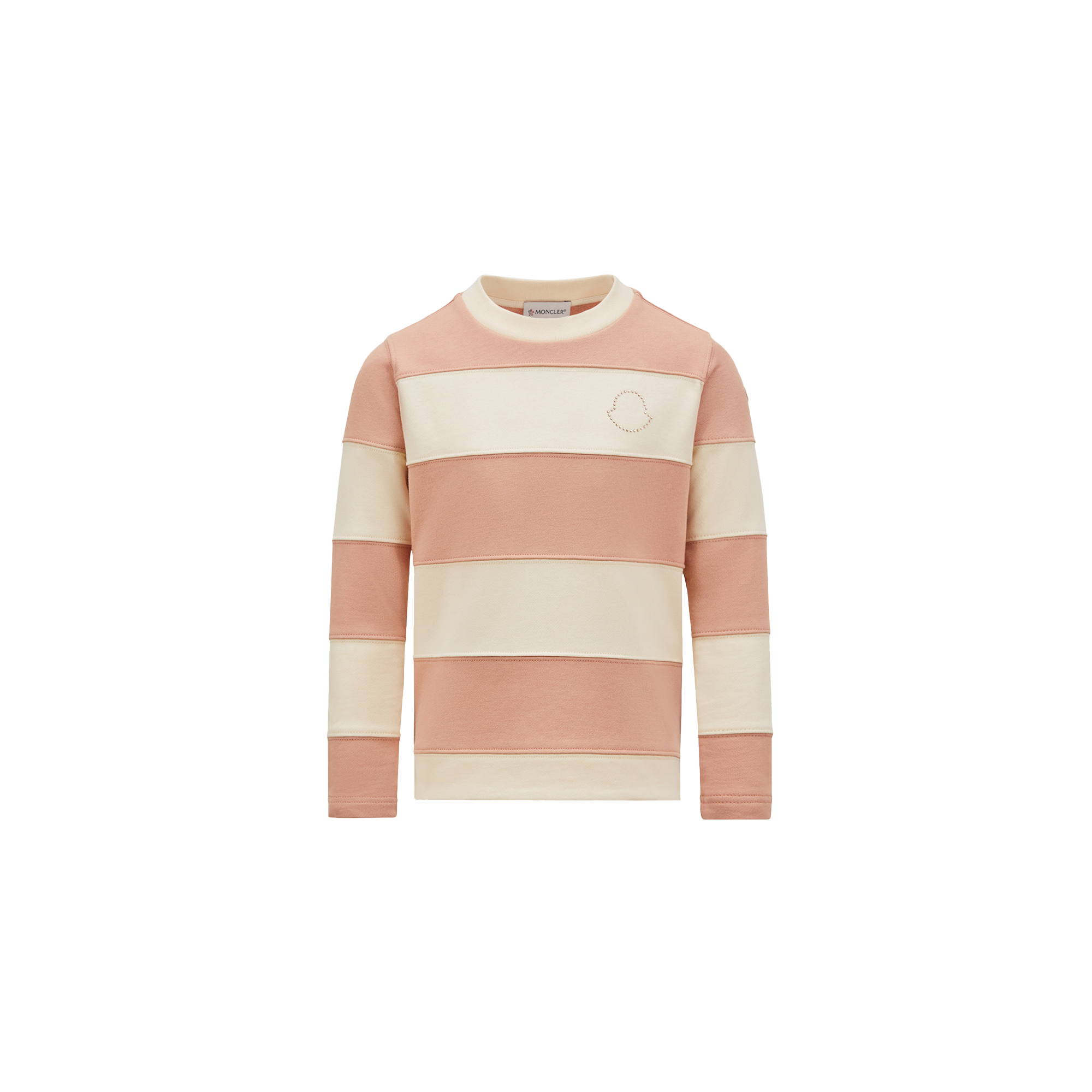Moncler Sweat En Coton Rayé Avec Logo En Strass In Multicolour