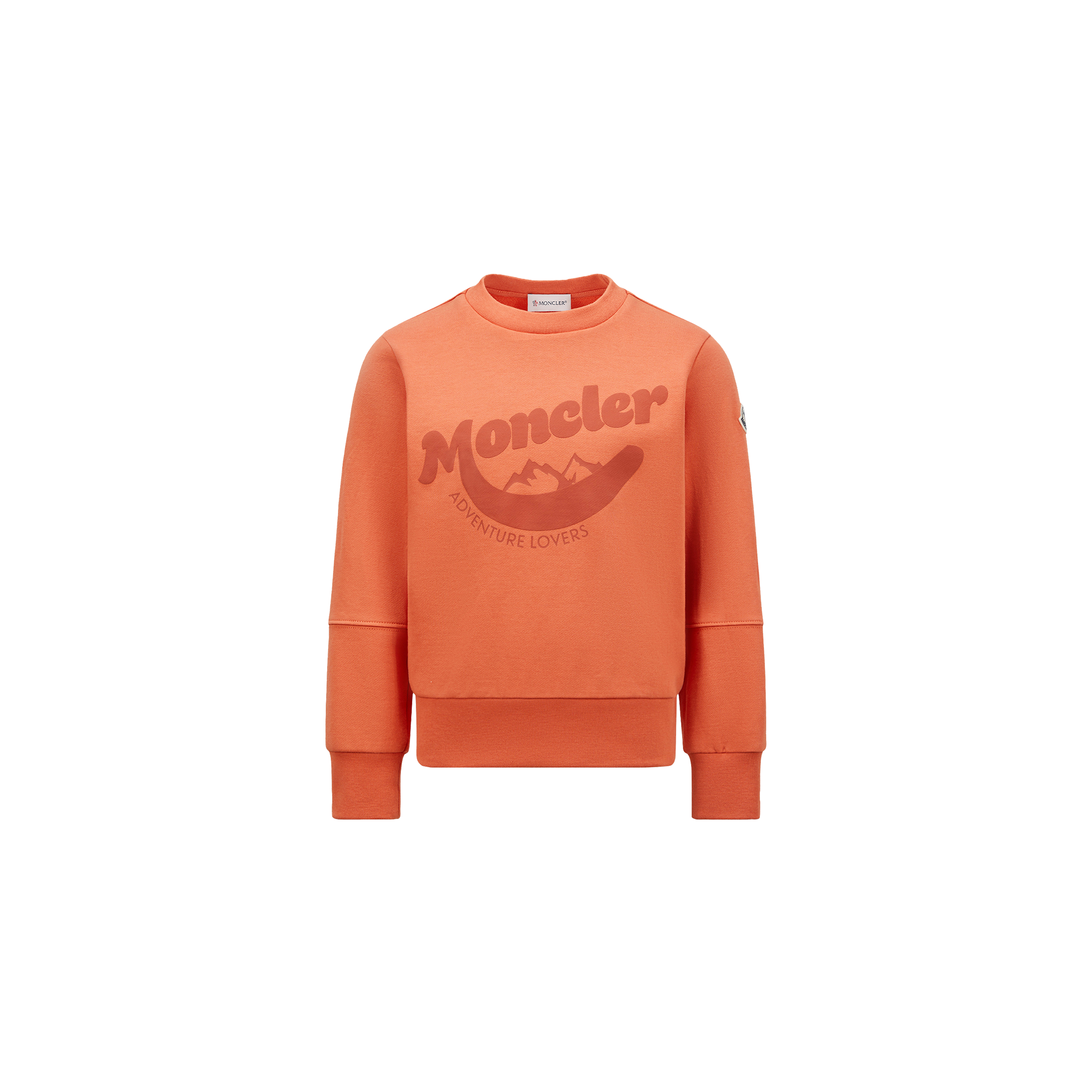 Moncler Mountain Logo Cotton Sweatshirt Orange In Orange