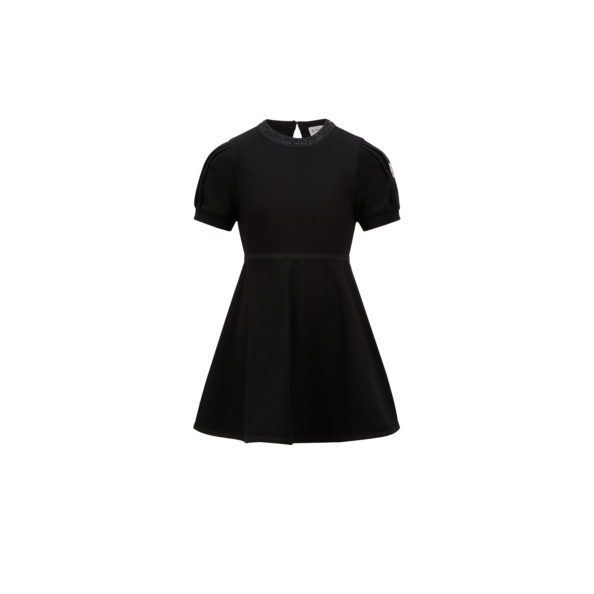 Moncler Robe Polo En Piqué De Coton À Strass In Black