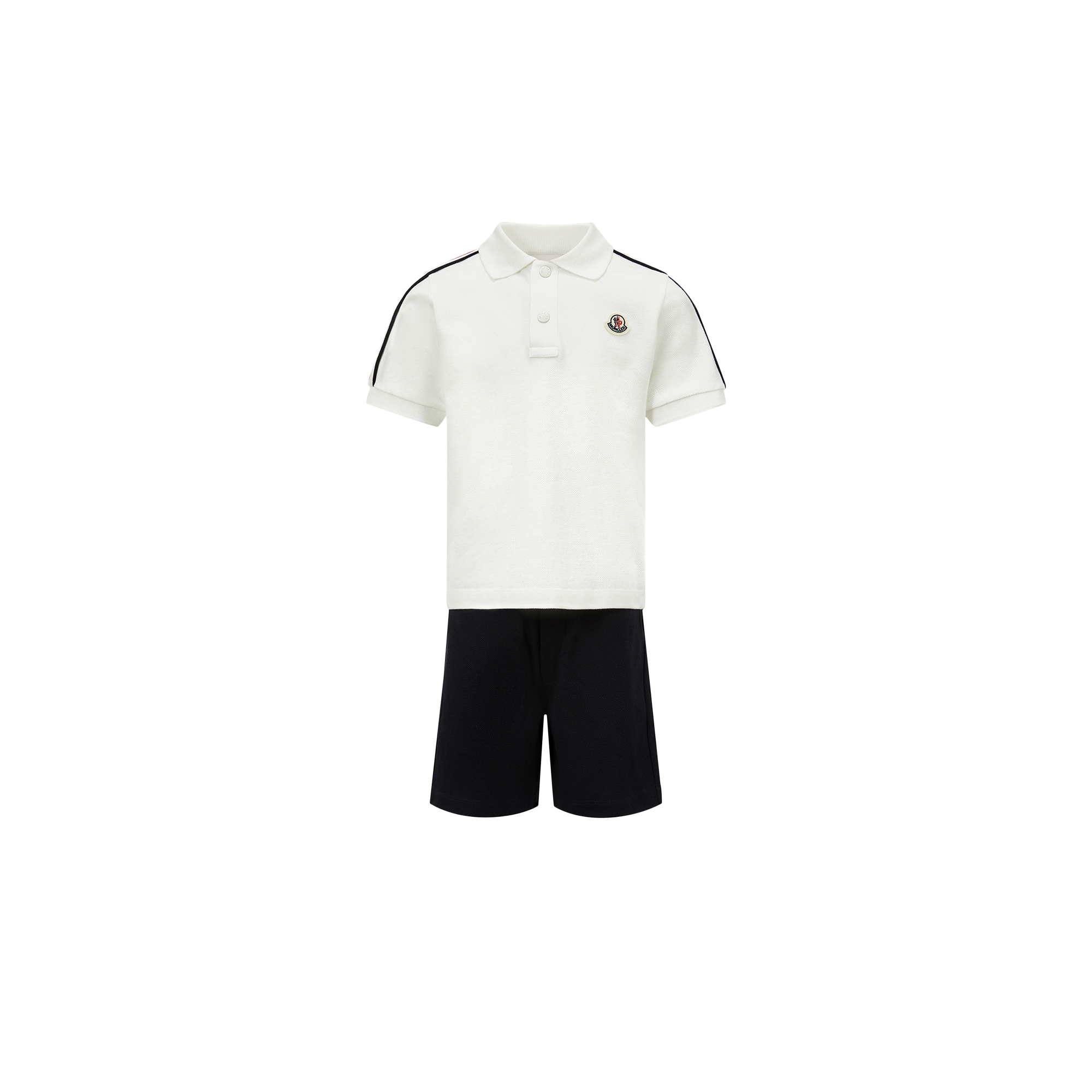 Moncler Ensemble En Piqué De Coton À Bordure Tricolore In ホワイト
