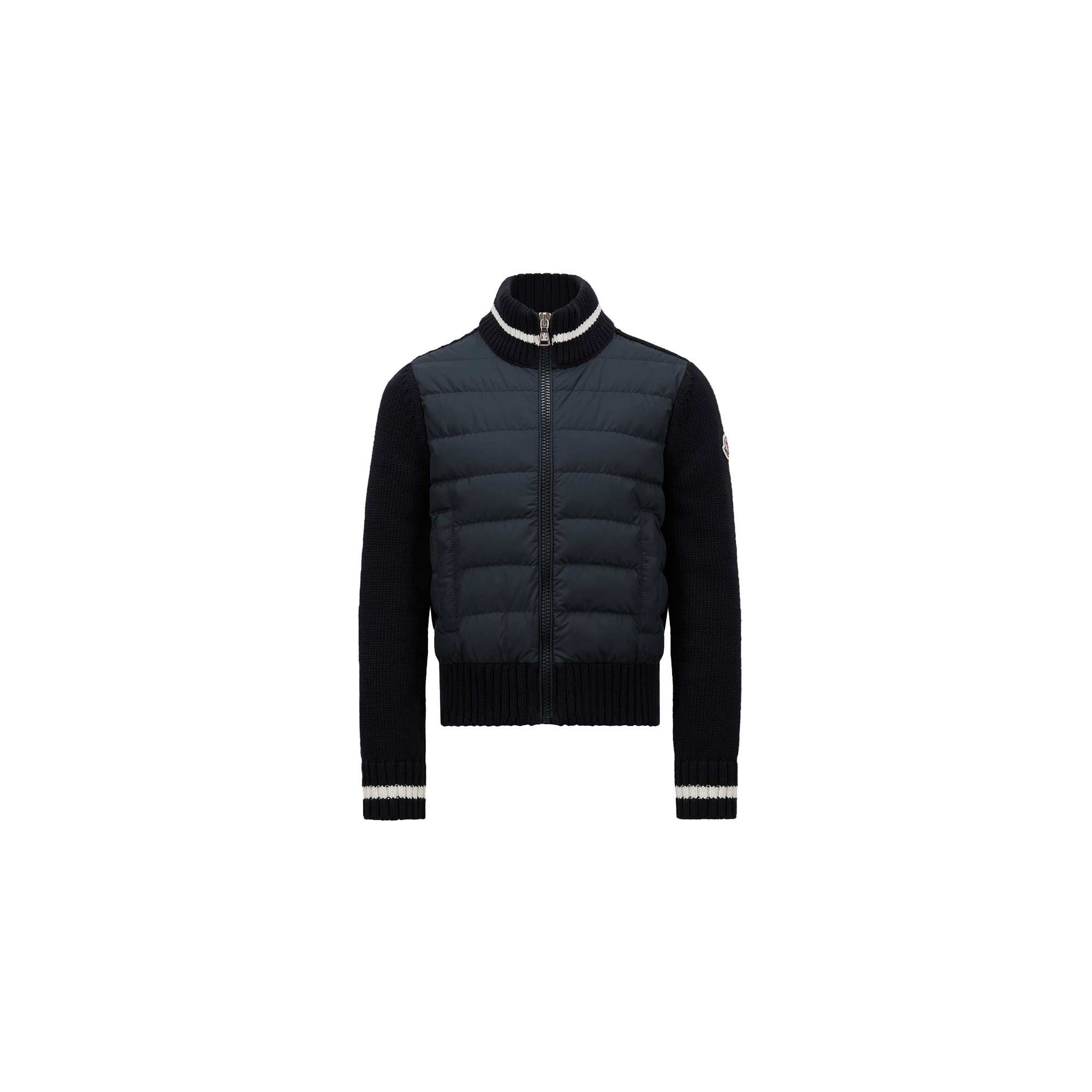 Moncler Cardigan Zippé Matelassé En Coton In Blue
