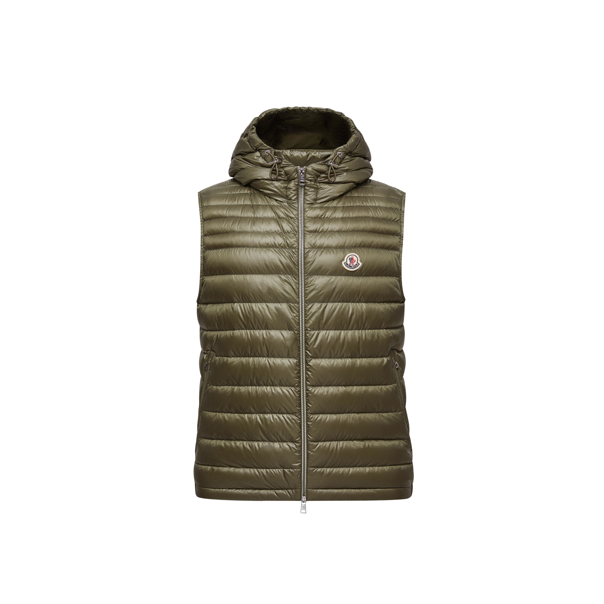 Moncler Mens Olive Orant Padded Nylon-down Gilet In Green