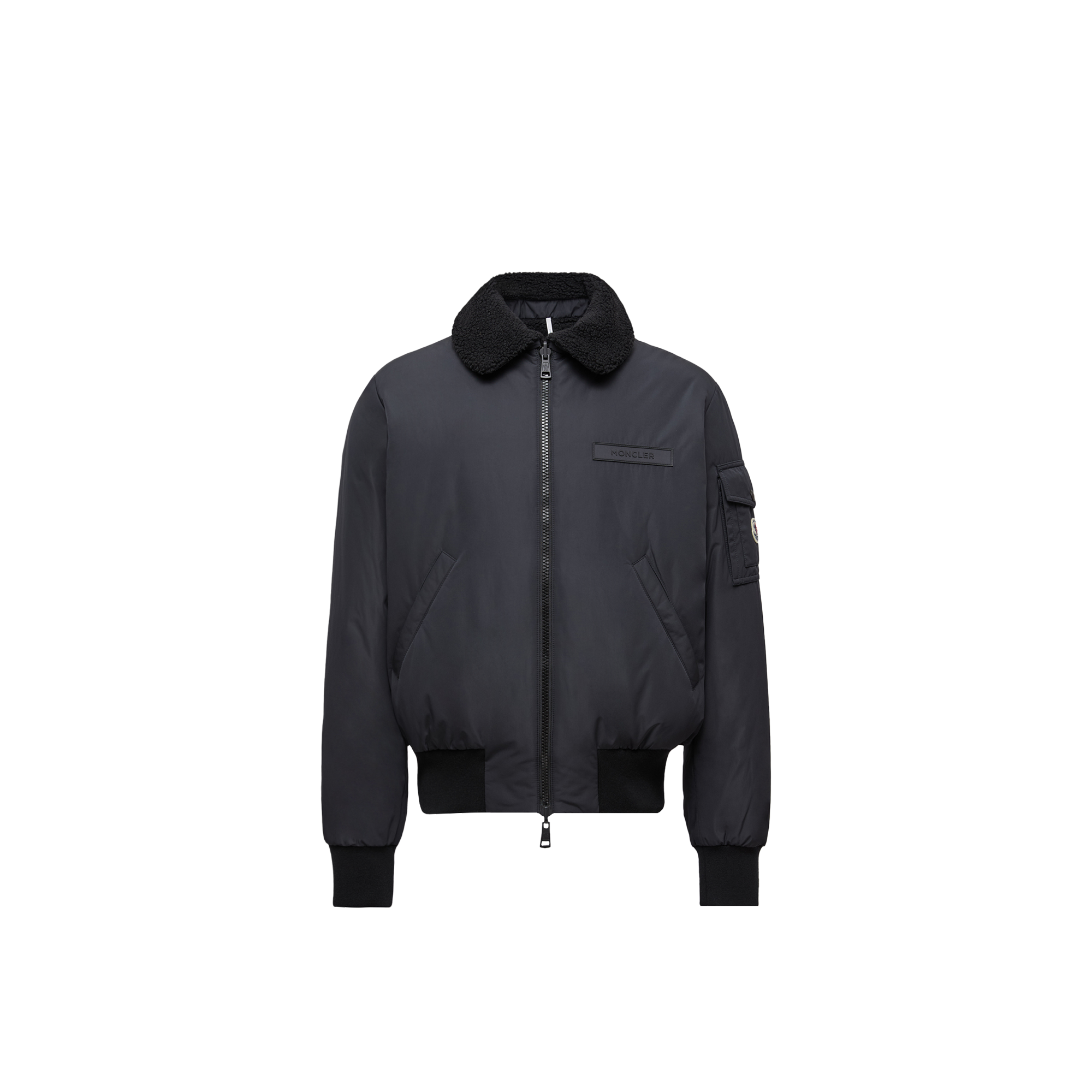 Moncler Maulevrier Reversible Teddy Aviator Jacket In Black