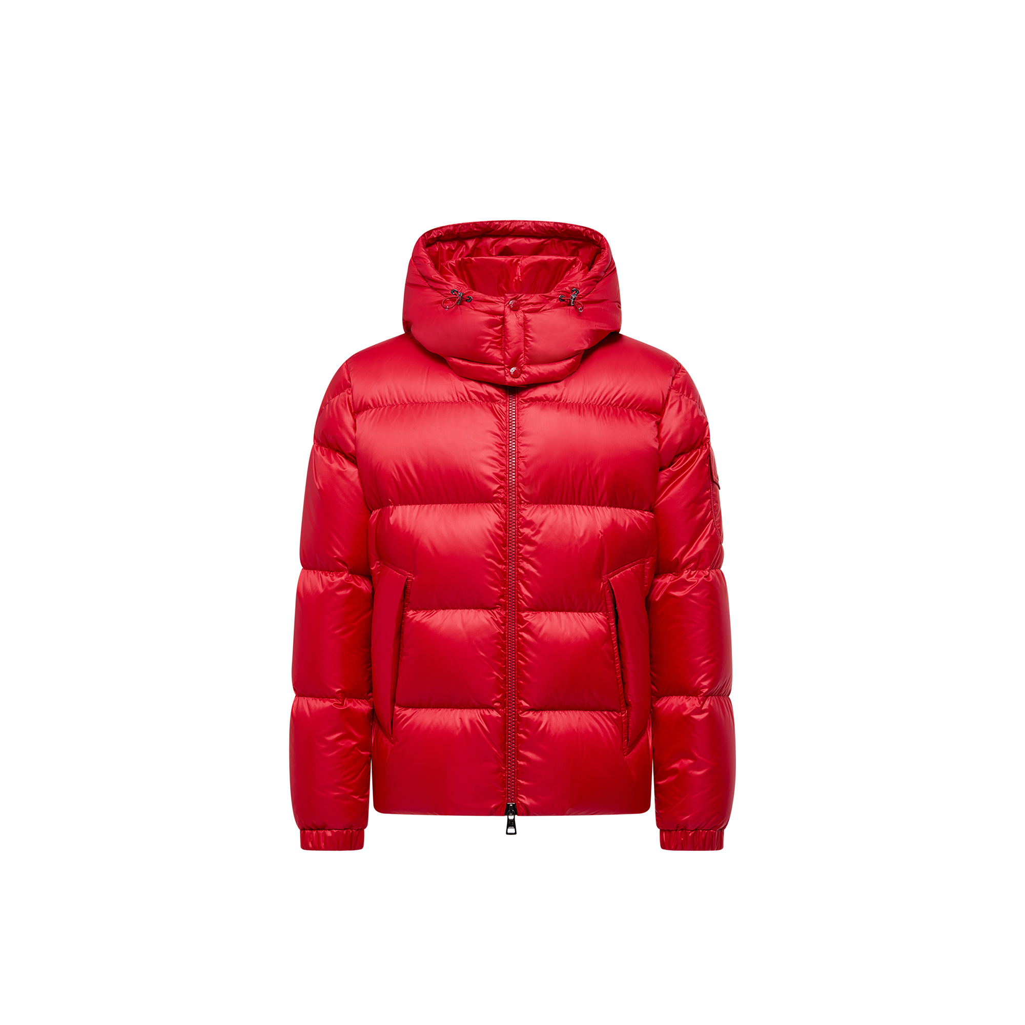 Moncler Quilted Down Jacket With Detachable Hood In Red