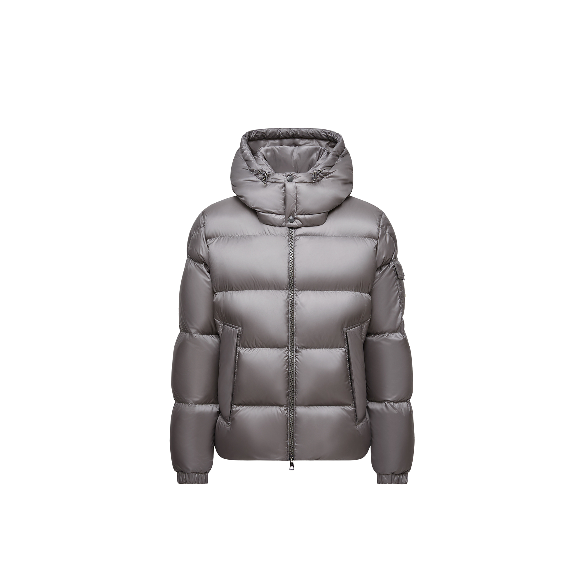 Moncler Couyere Short Down Jacket With Hood In Silver