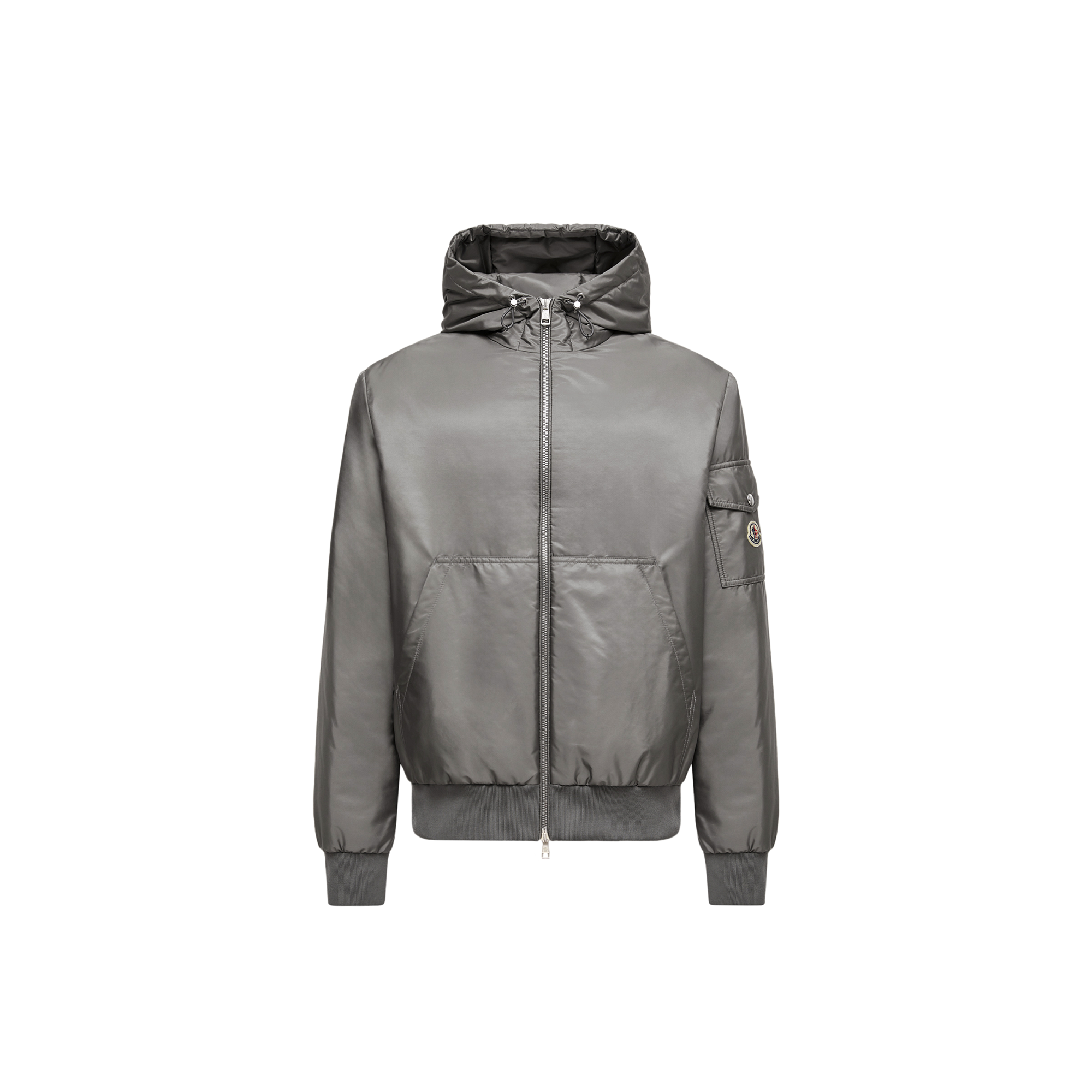 Moncler Poiliot Hooded Short Down Jacket In Gray
