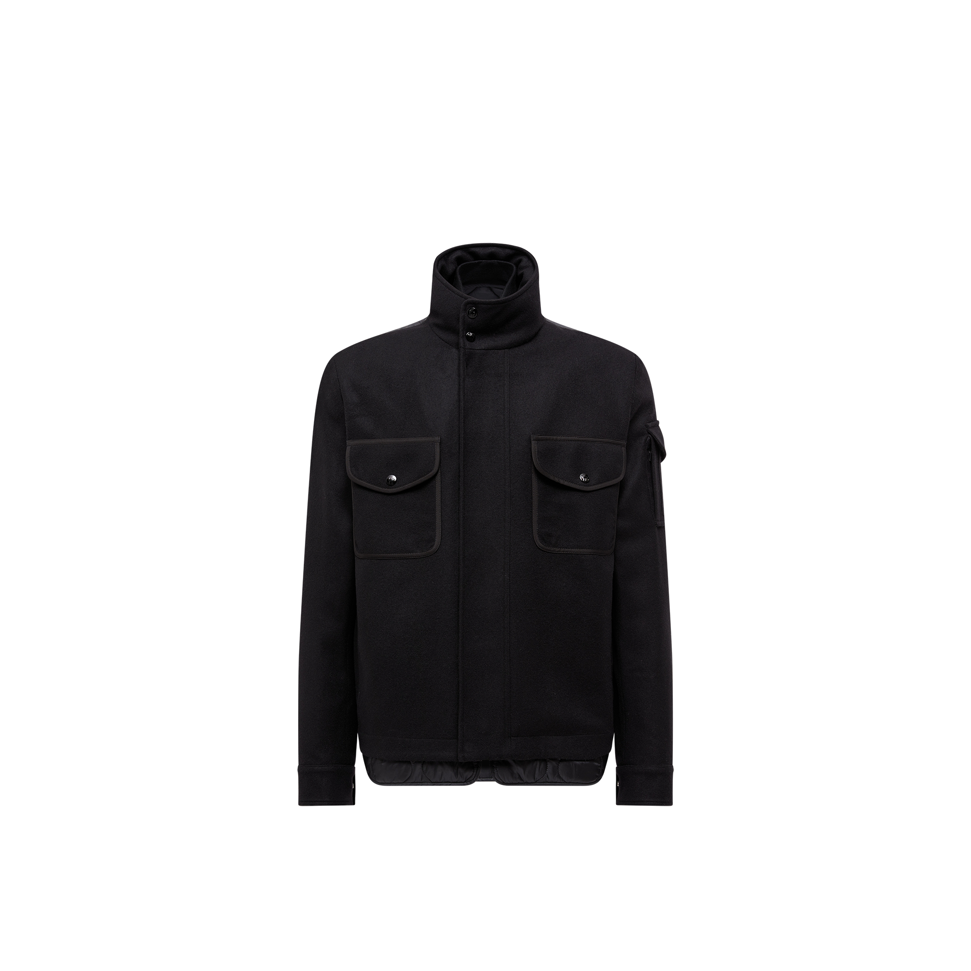Moncler Avoine Panelled Wool And Shell Jacket In Black