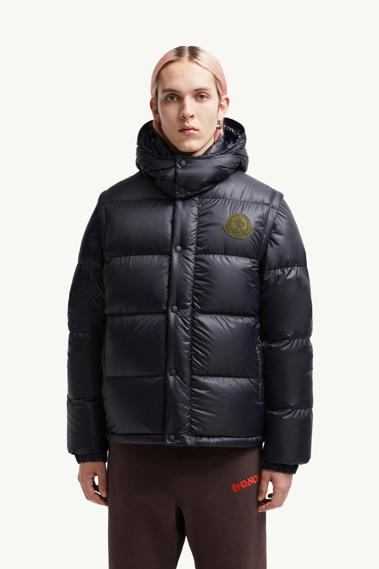 Navy Blue Moncler Maya Hooded Short Down Jacket - Short Down
