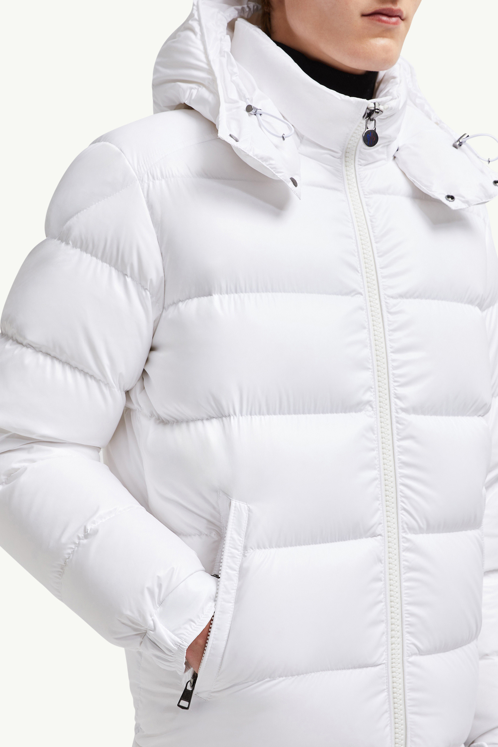 White Moncler Maya Hooded Short Down Jacket - Short Down White Moncler Maya Hooded Short Down Jacket - Short Down