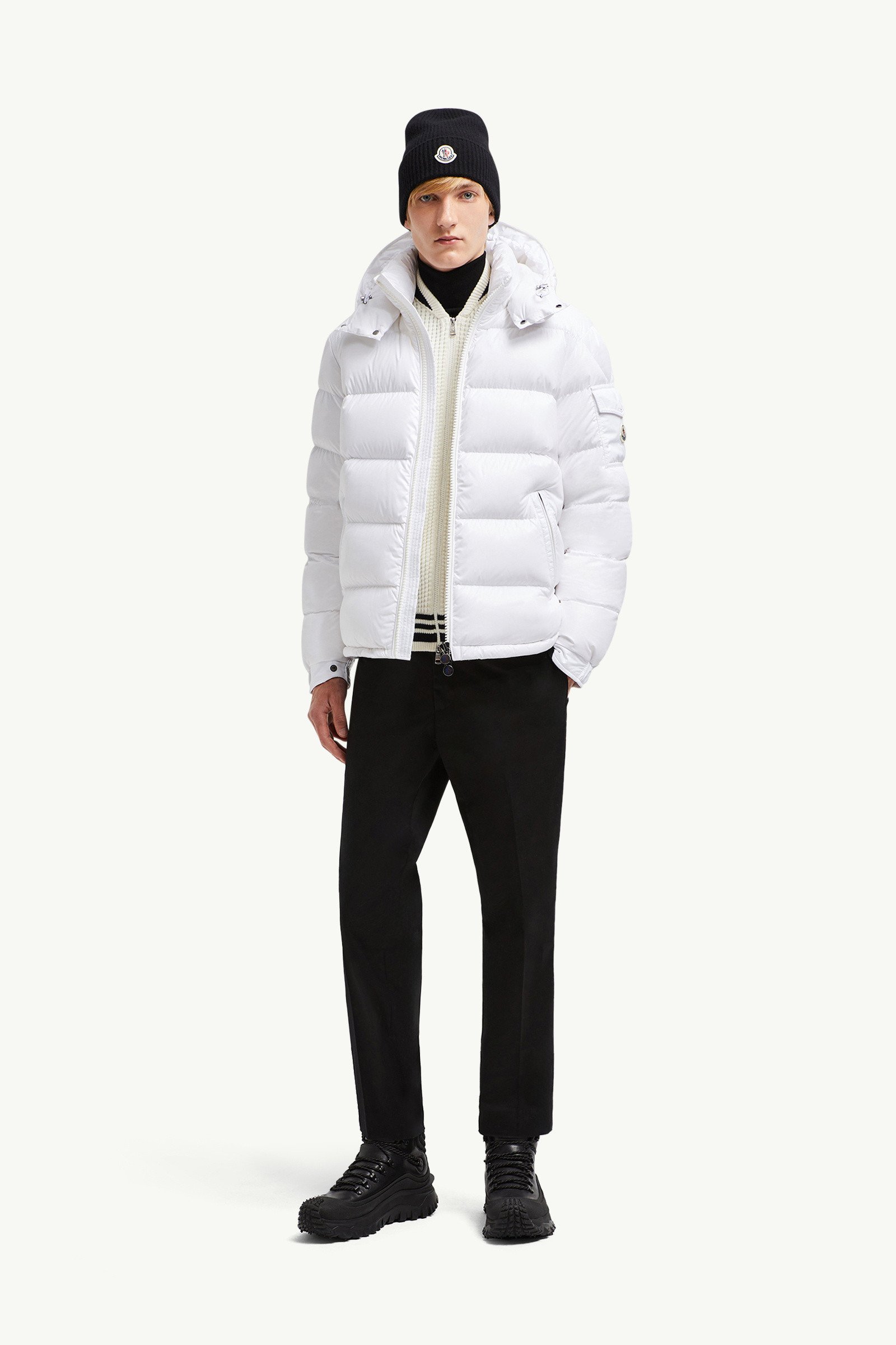 White Moncler Maya Hooded Short Down Jacket - Short Down White Moncler Maya Hooded Short Down Jacket - Short Down