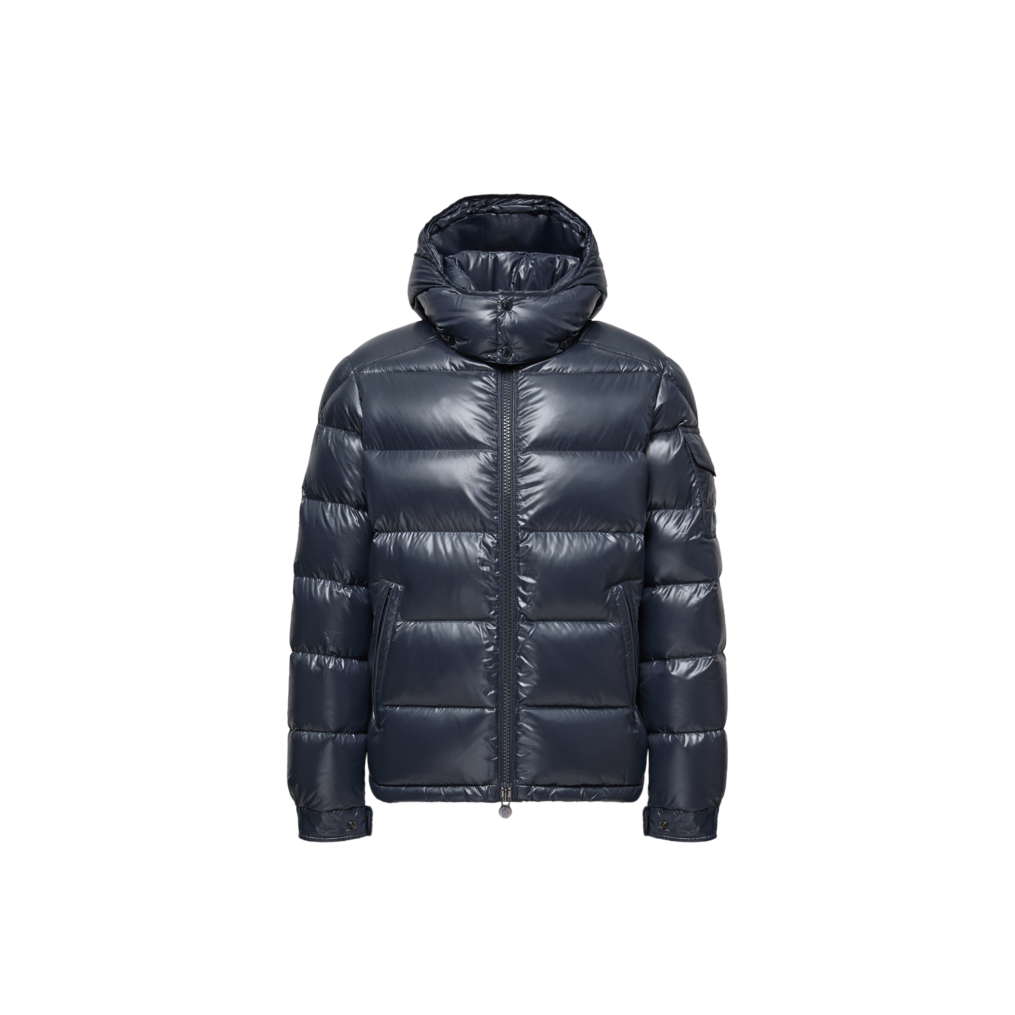 Moncler Mens Navy Maya Logo-patch Padded Shell-down Jacket