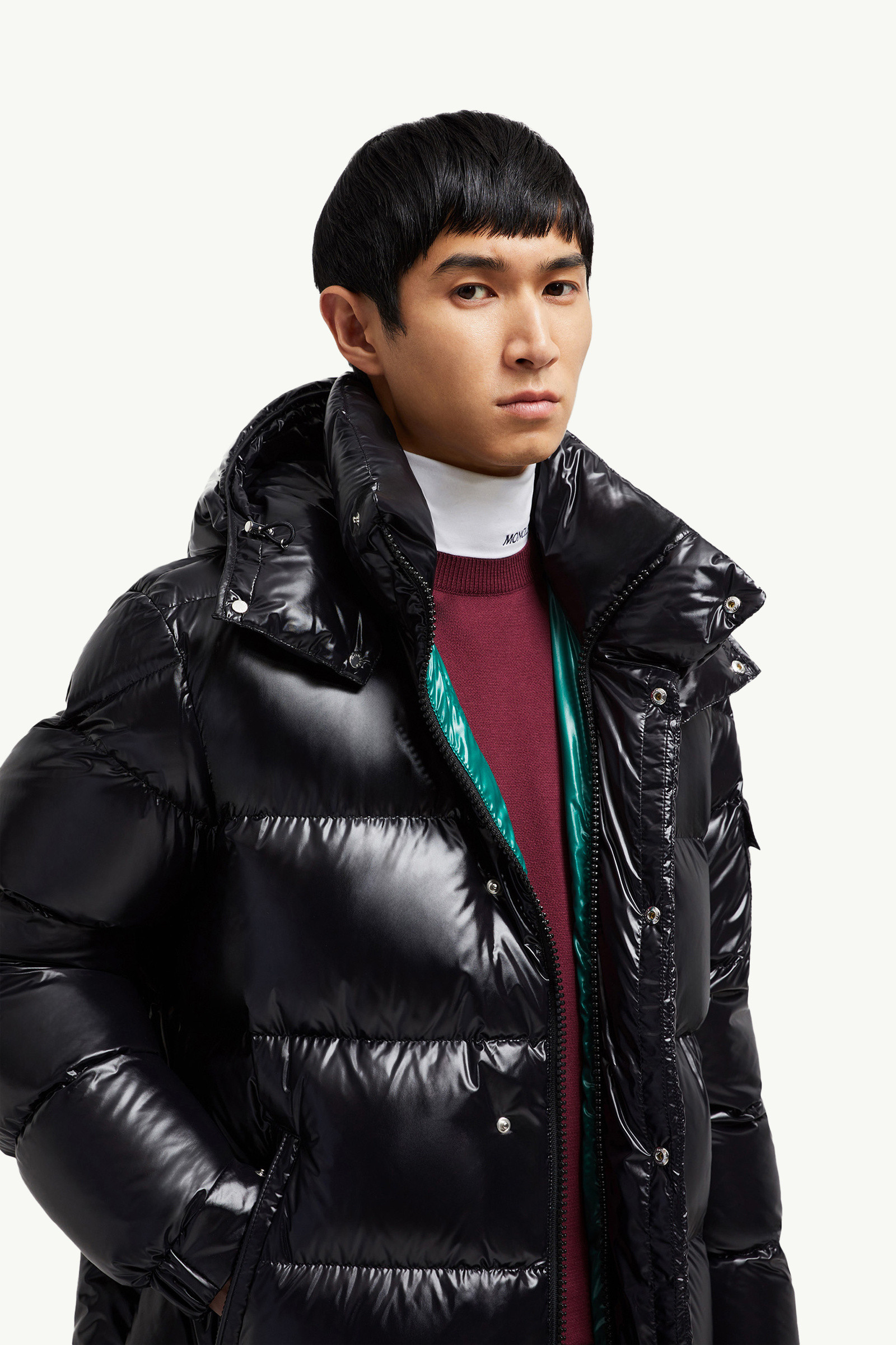 Black Hanoverian Hooded Square-Quilted Long Down Jacket Black Hanoverian Hooded Square-Quilted Long Down Jacket