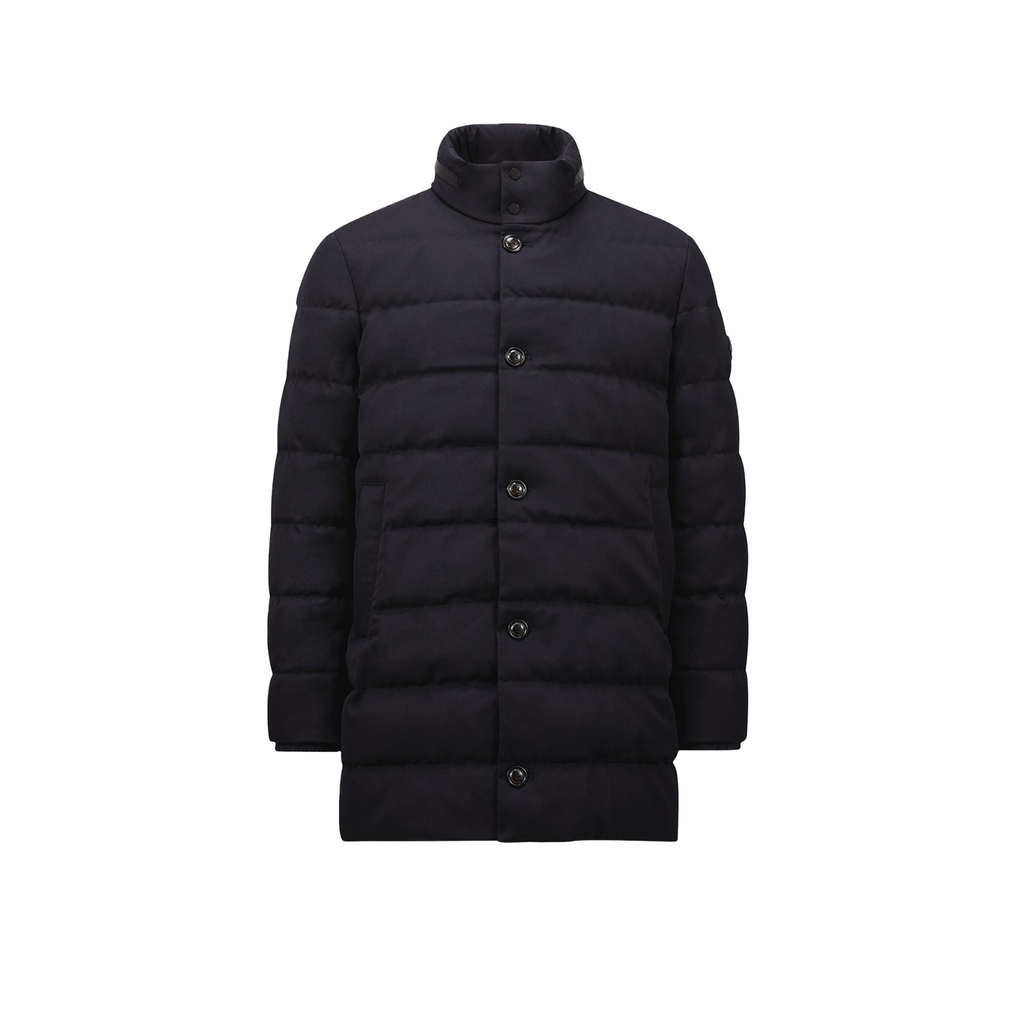 Moncler Vallonpierre Wool Long Down Jacket In Blue