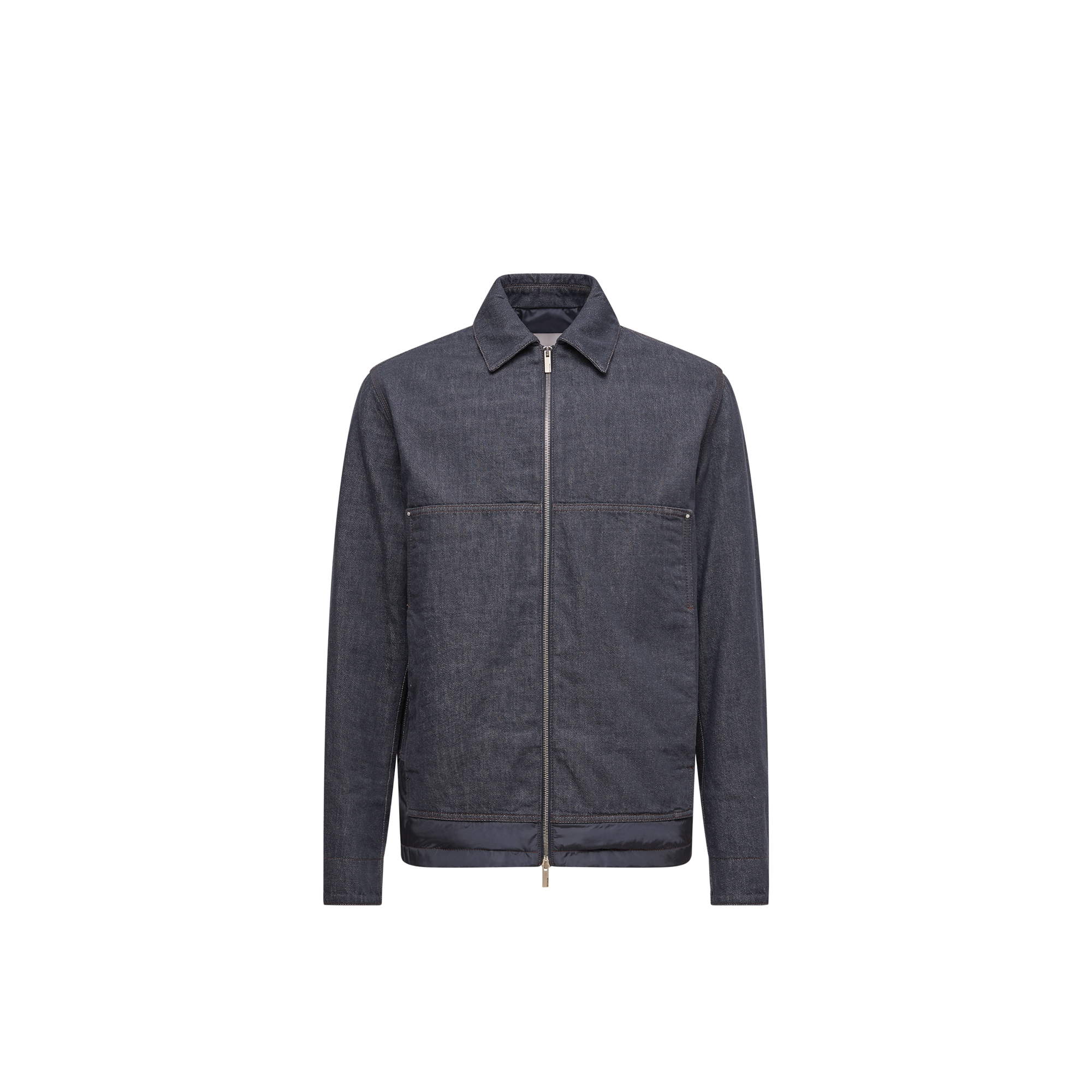 Moncler Ormoy Denim Down Shirt Jacket In Gray