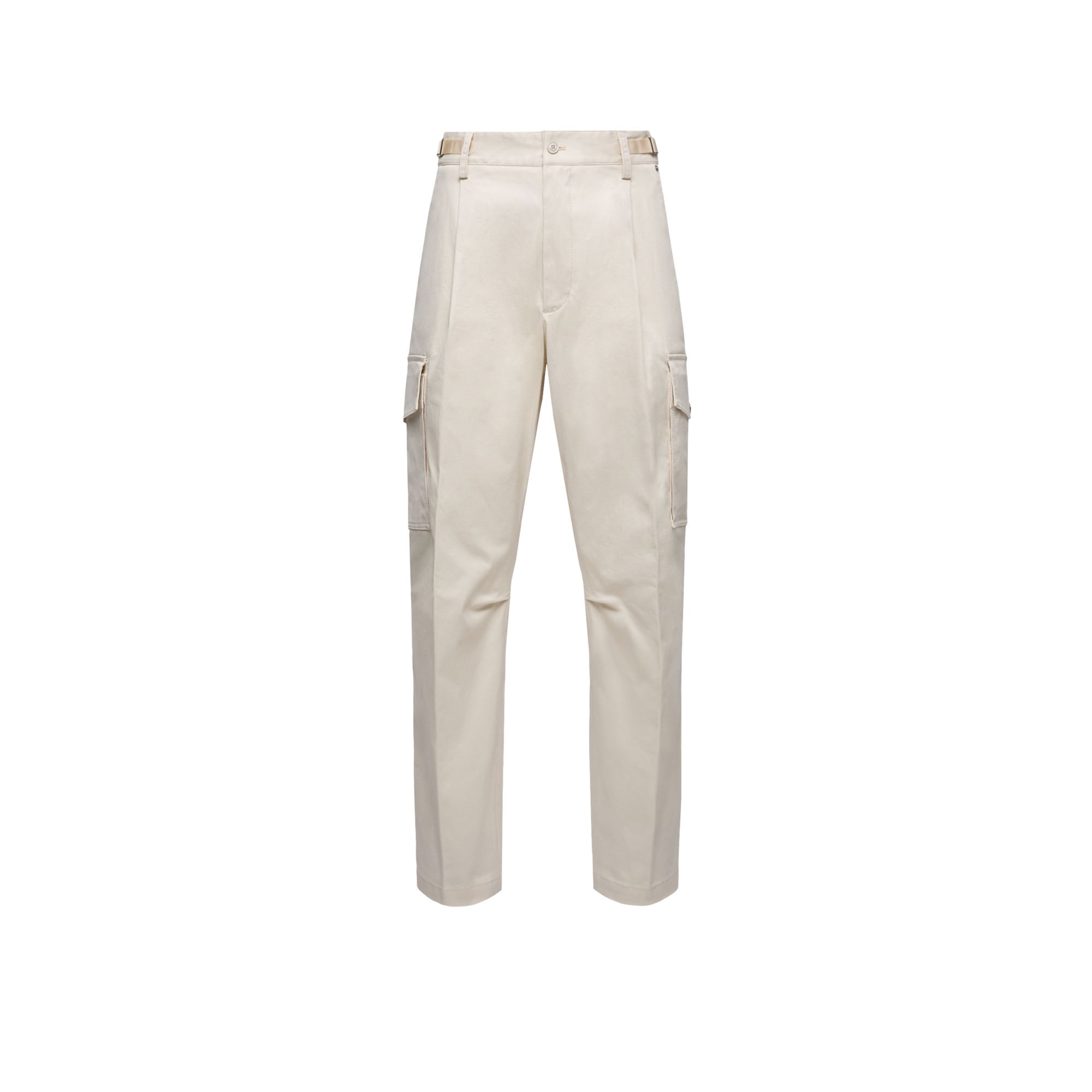 Moncler Stretch Cotton Chinos Pants With Belt Loops In Neutral