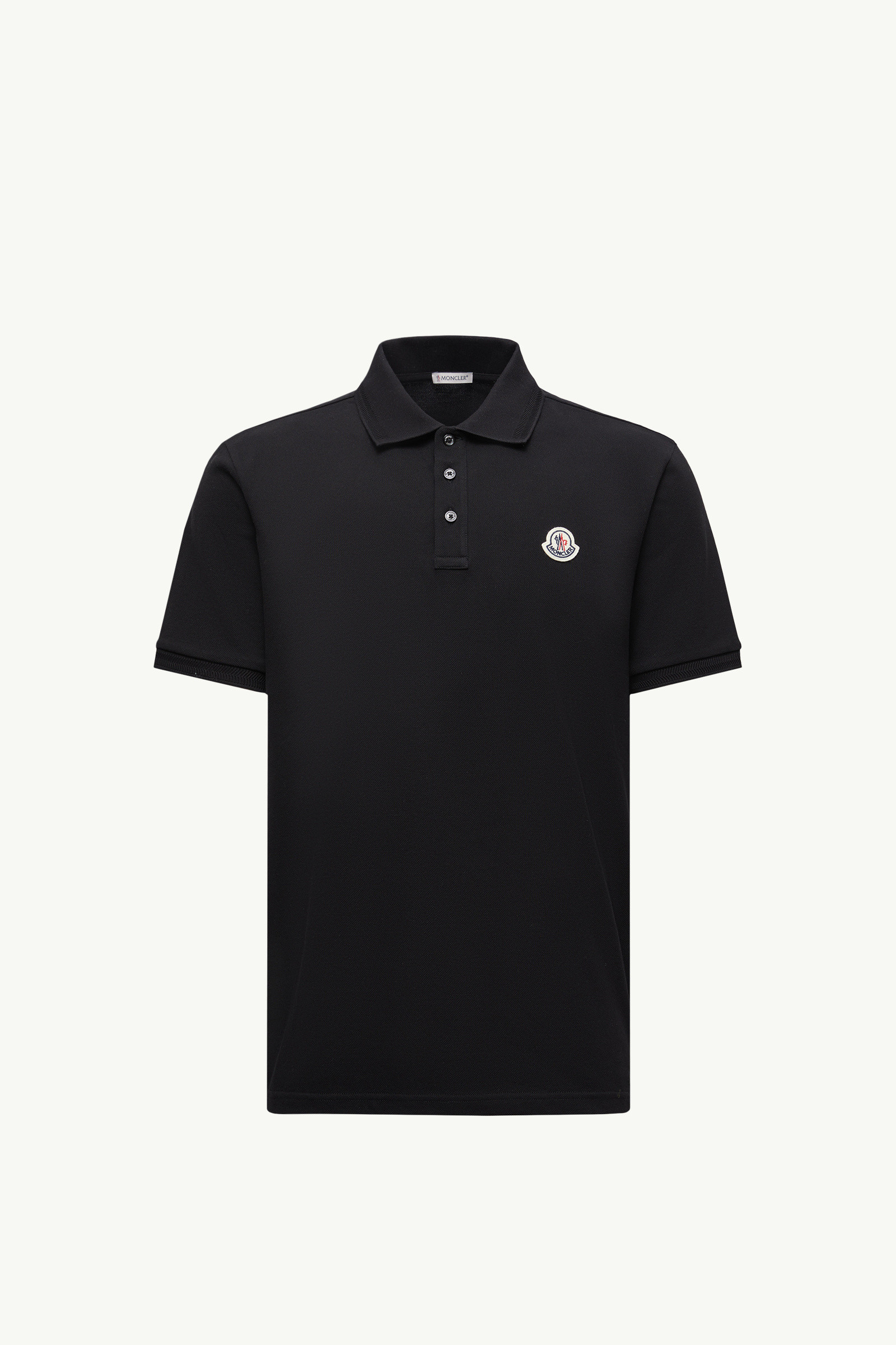 Black Logo Patch Cotton Piquet Polo Shirt - Polos & T-shirts