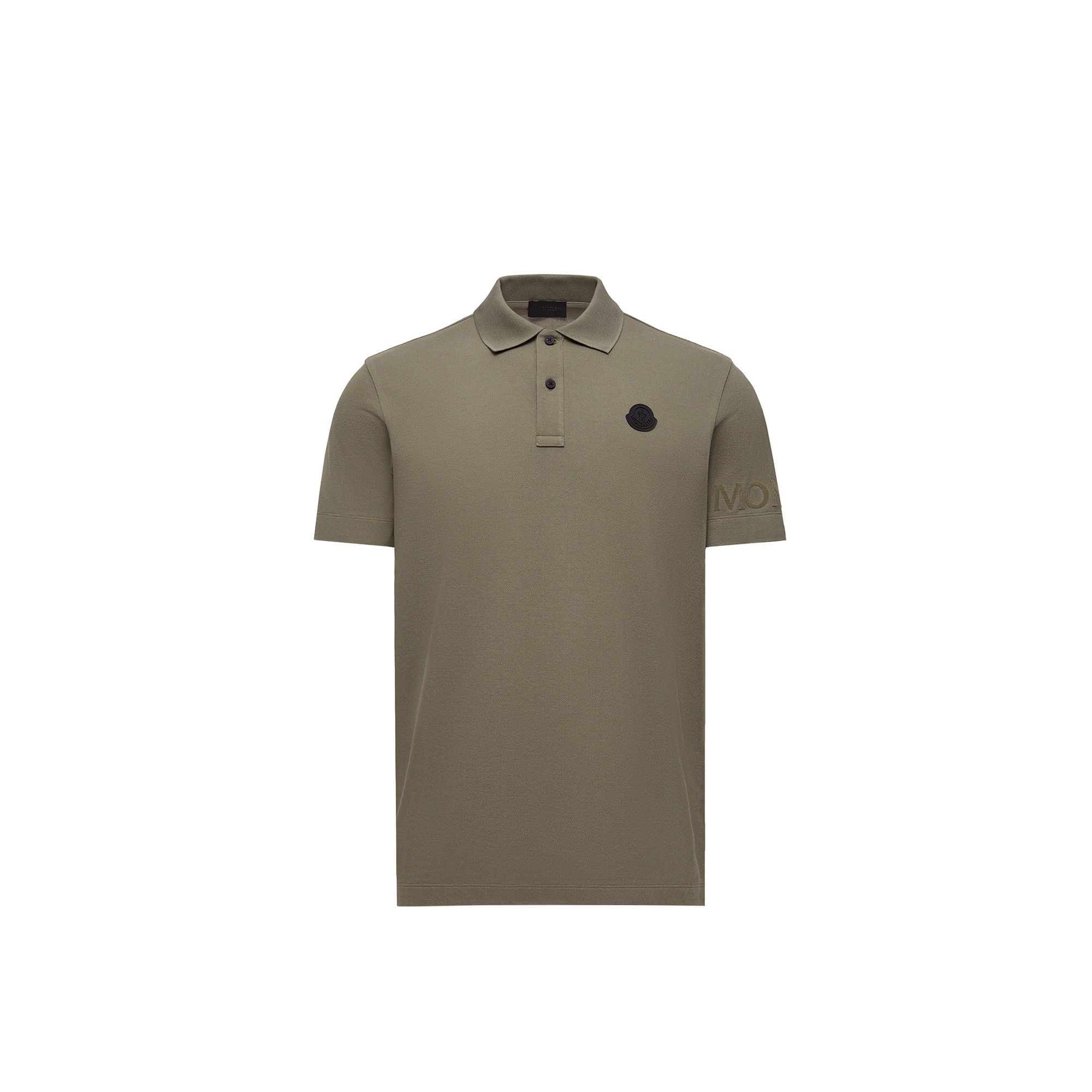 Moncler Logo Cotton Piquet Polo Shirt In Gray