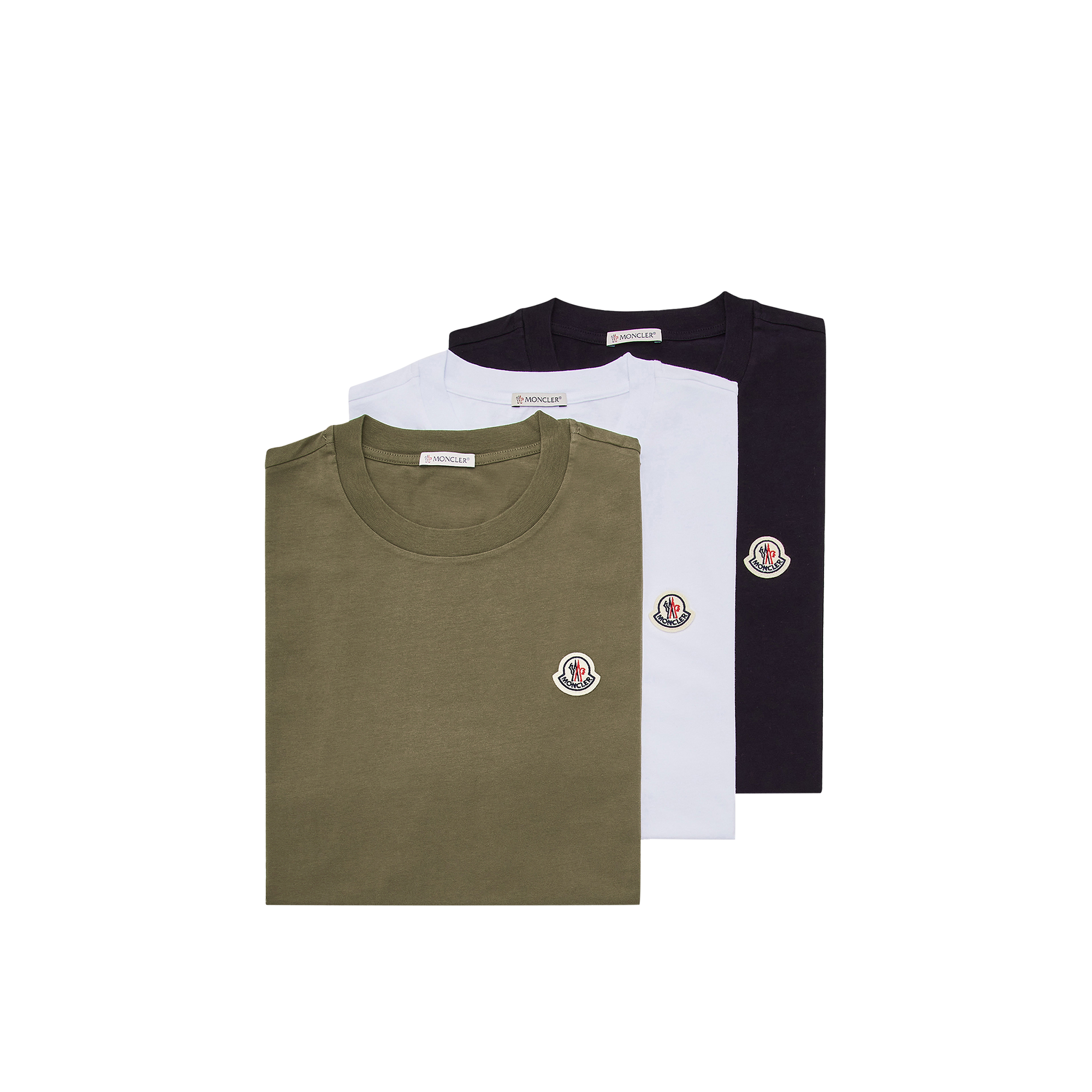 Moncler T-shirts En Coton À Logo (lot De 3) In White