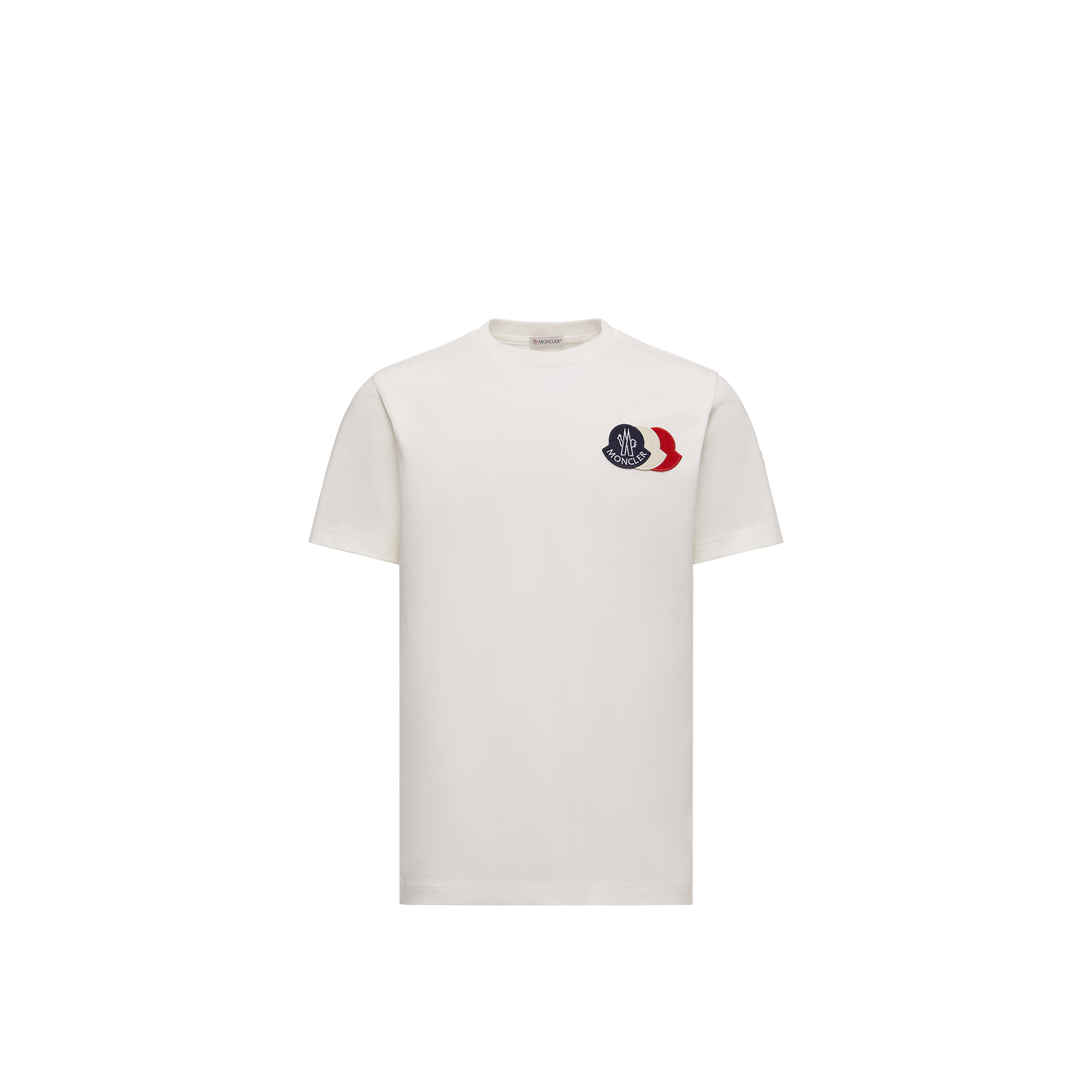 Moncler Cotton T-shirt With Ribbed Crew Neck And Signature Logo Patches In White