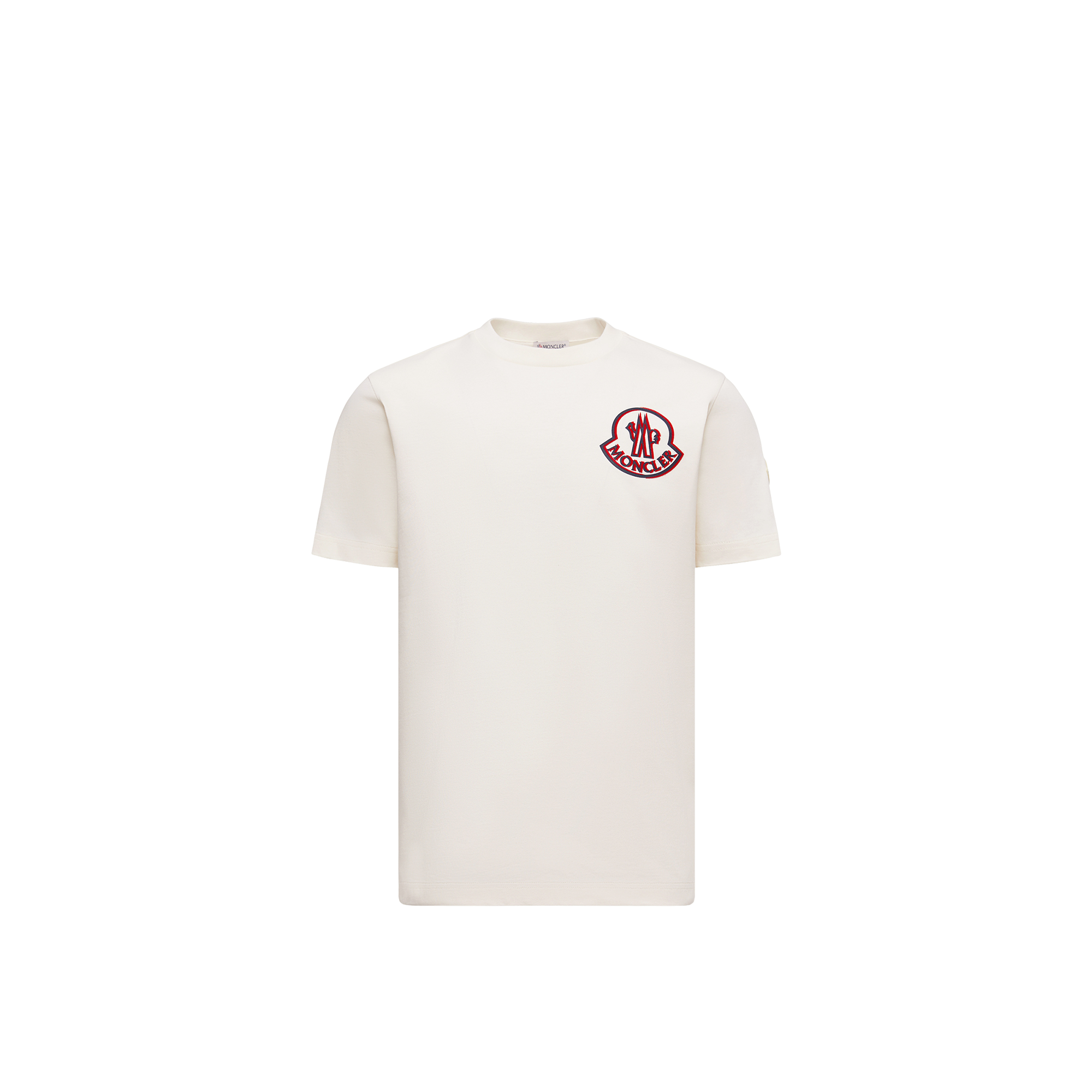 Moncler Flocked Logo T-shirt In Organic Cotton With Aesthetics In White