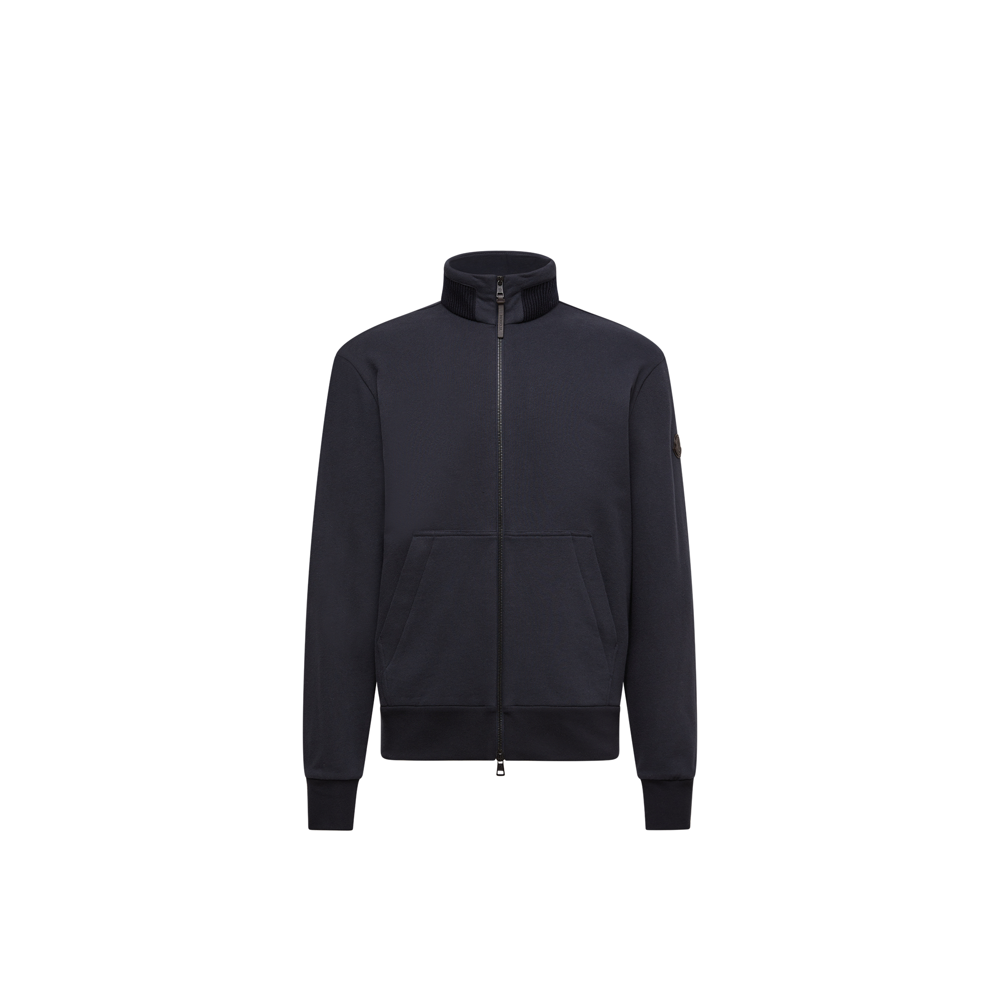 Moncler Cotton And Cashmere Zip-up Sweatshirt In Blue
