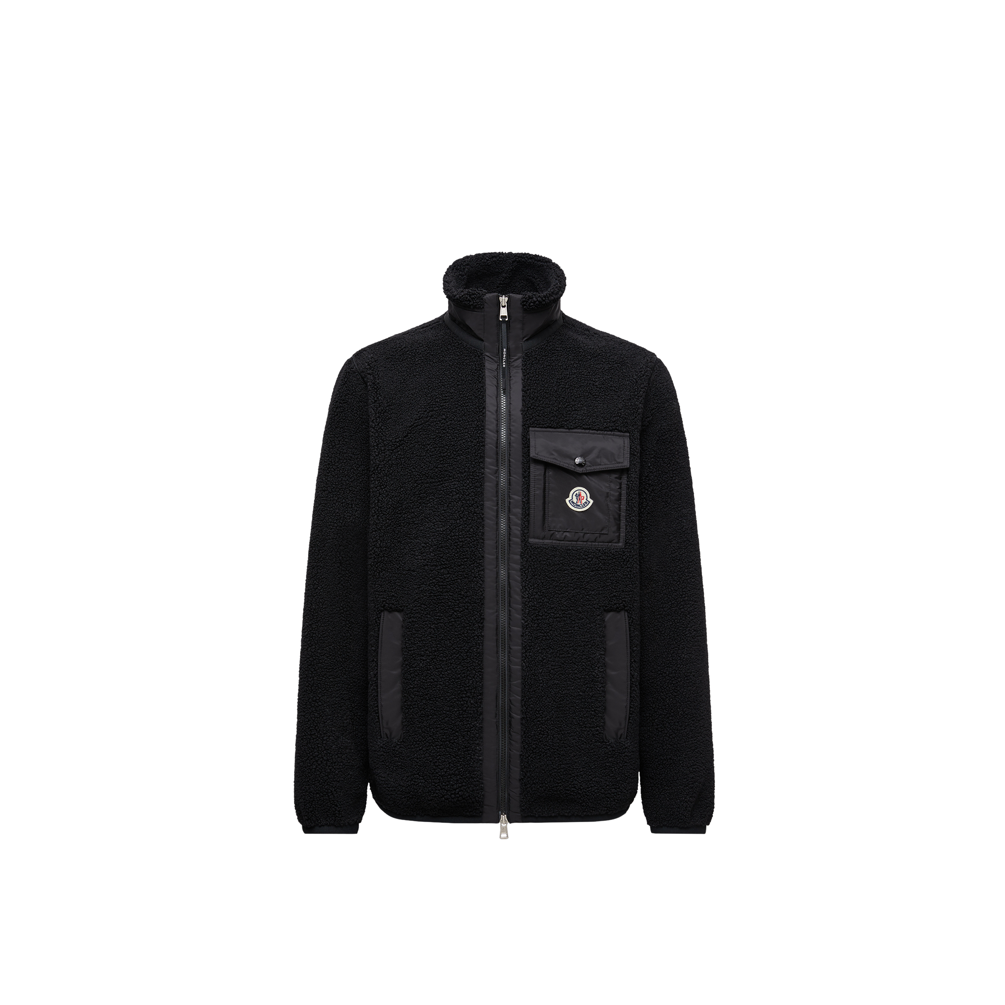 Moncler Teddy Zip-up Sweatshirt With Pocket In Black