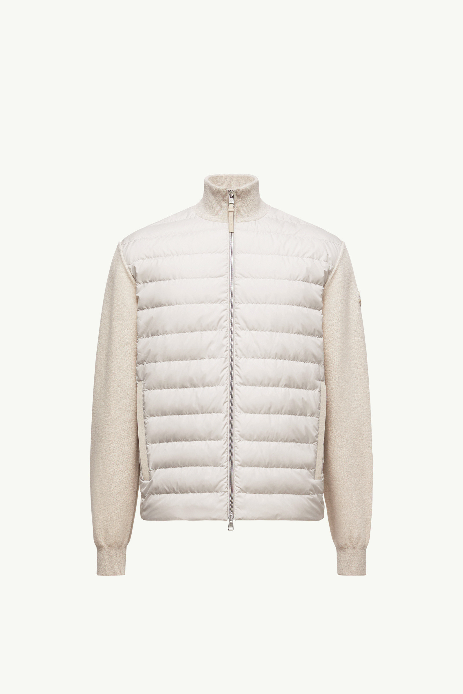 White Padded Wool & Cashmere Zip-Up Cardigan - Sweaters