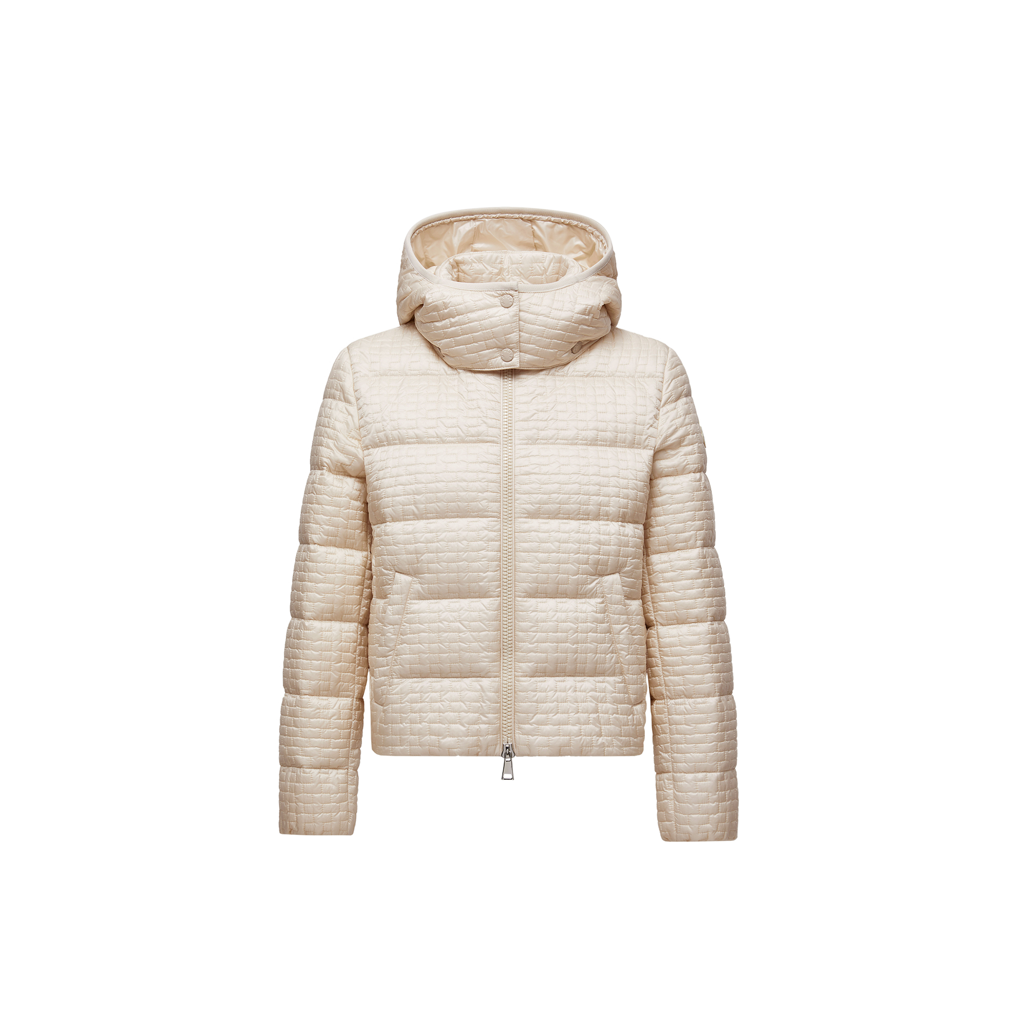 Moncler Doudoune Courte À Capuche Et Matelassage Géométrique Gisors In Neutral
