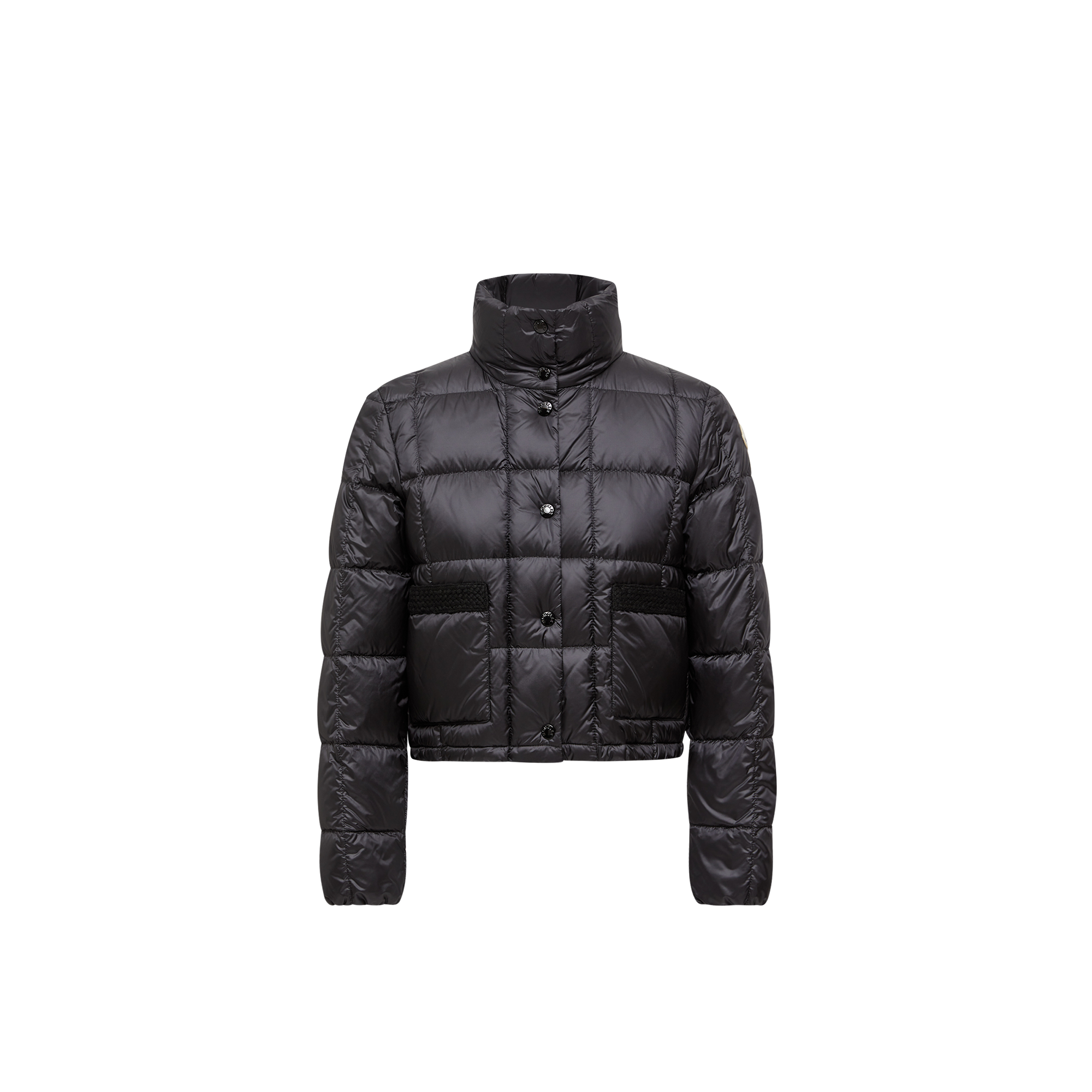 Moncler Jarcieu Braided Trim Short Down Jacket In Black