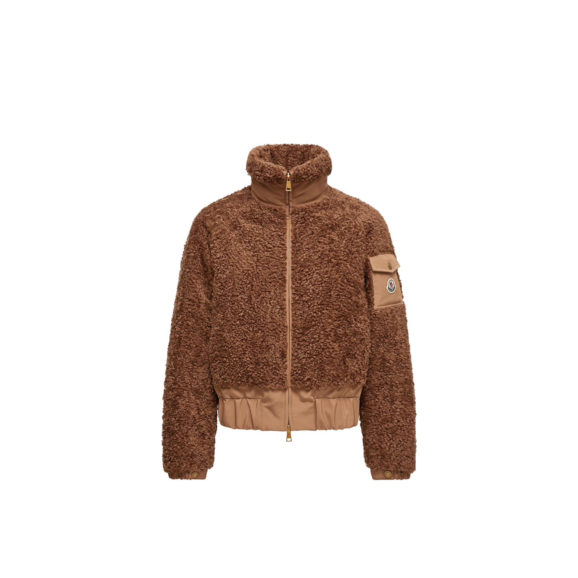 Moncler Coligny Faux Shearling Down Jacket In Brown
