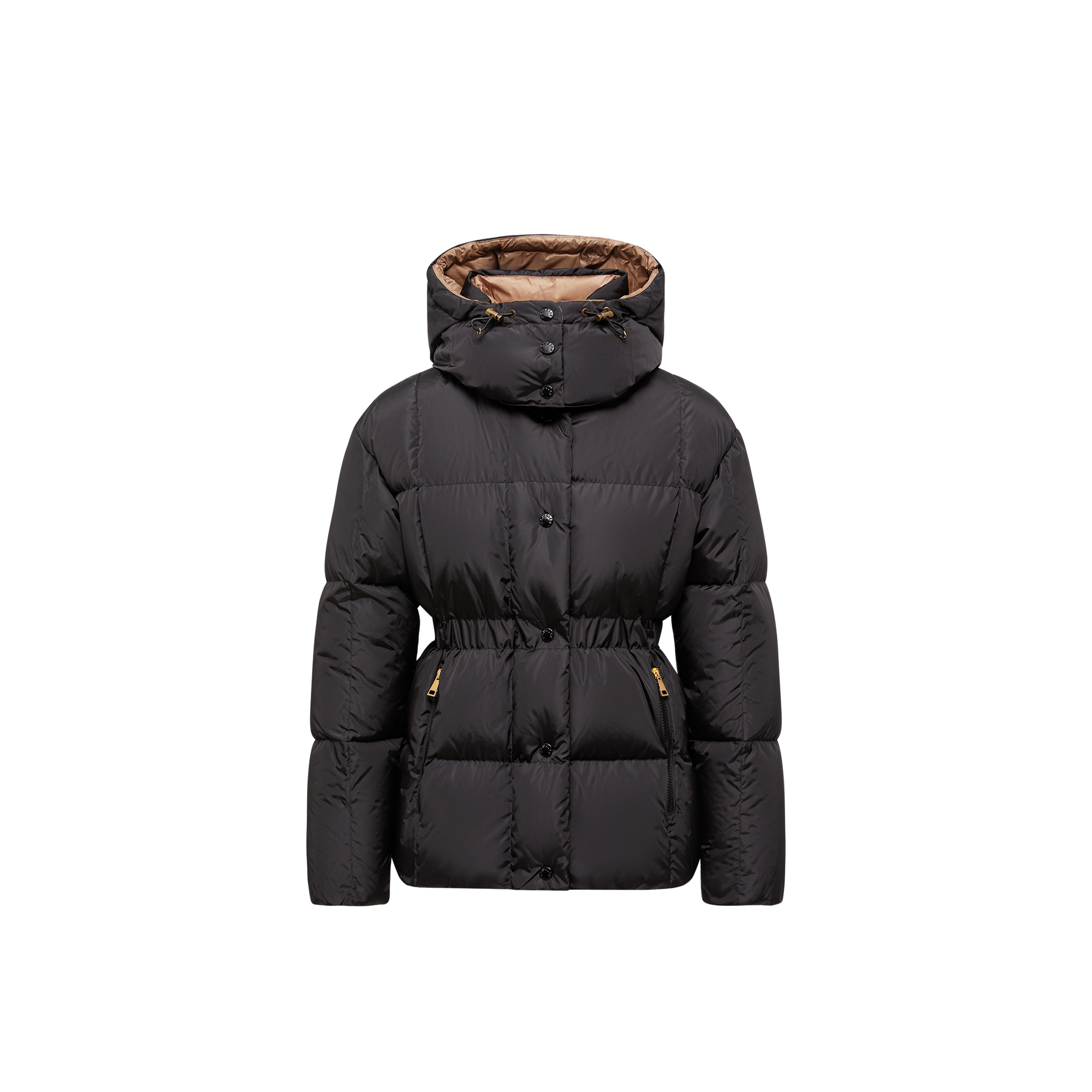 Moncler Agneux Square-quilted Hooded Short Down Jacket In Black