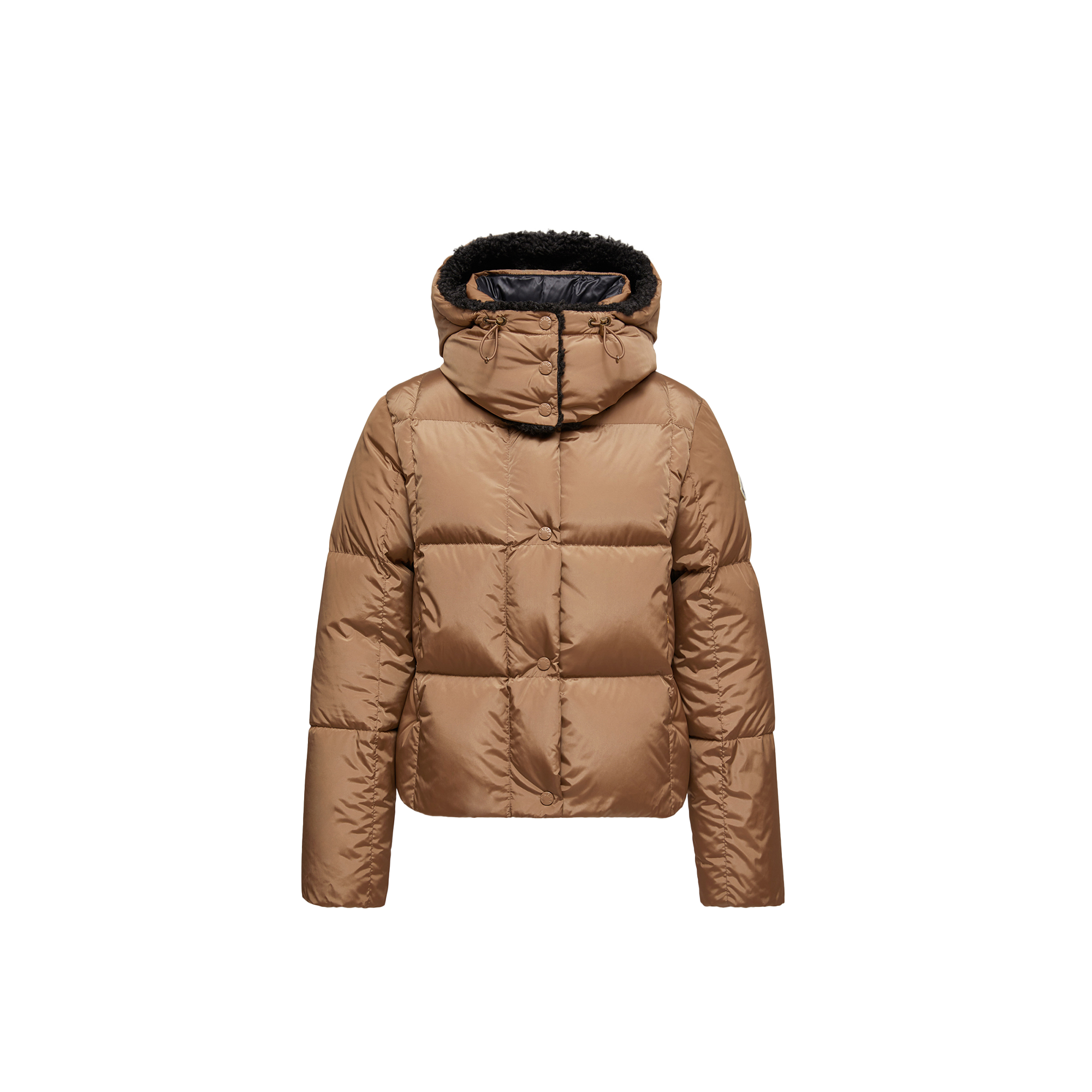 Moncler Castelnou Square-quilted Hooded Short Down Jacket Clothing In Brown