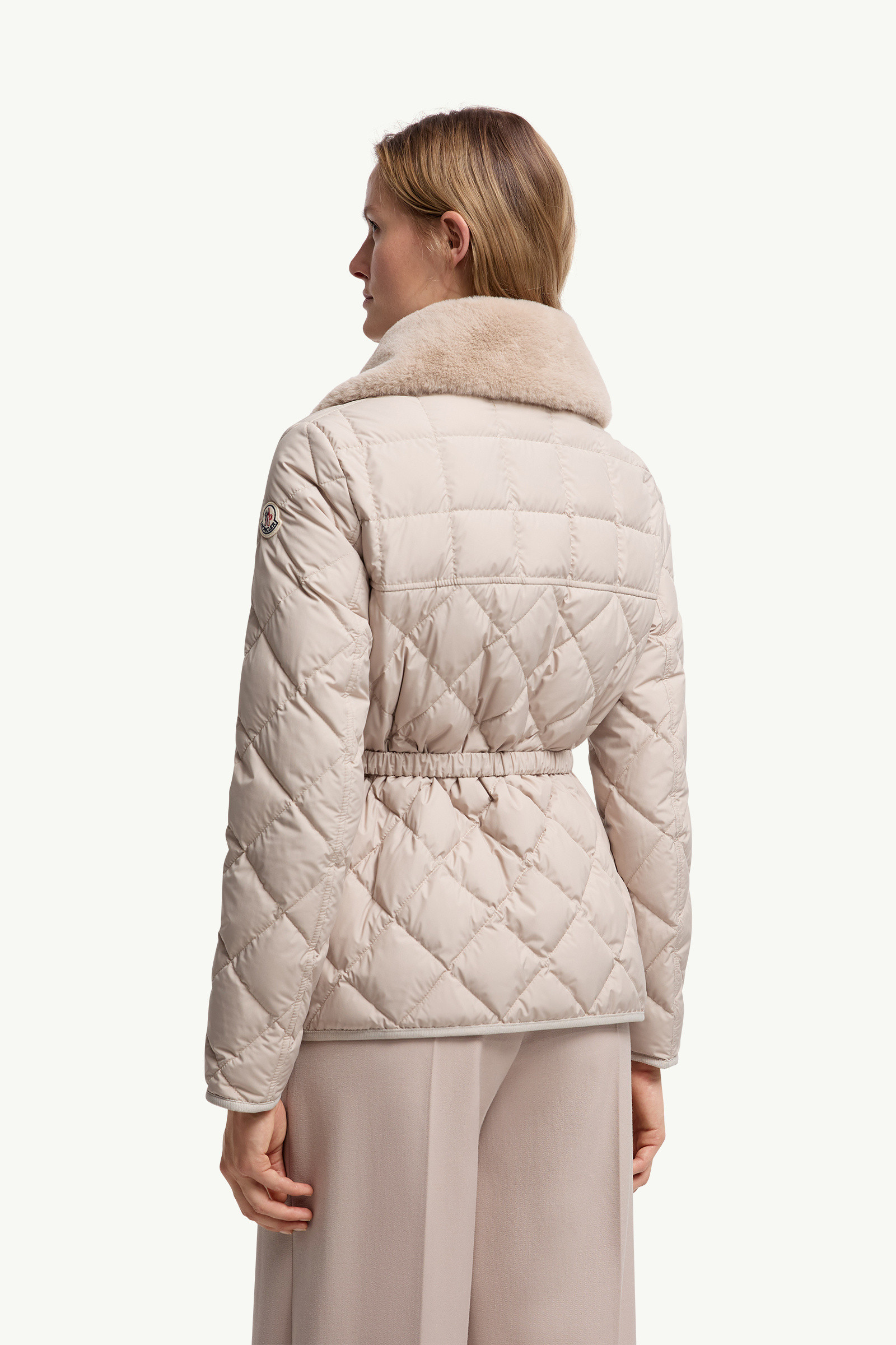 Beige Cygne Faux Fur-Trimmed Short Down Jacket - Short Down
