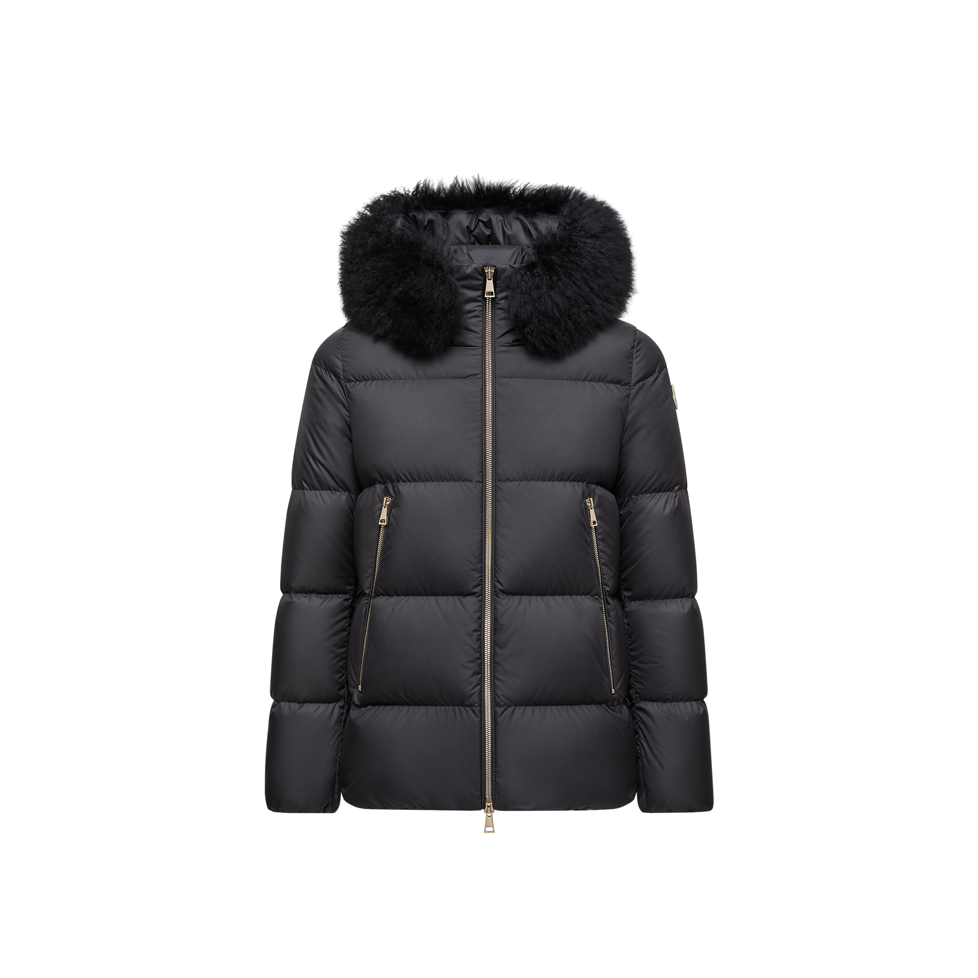 Moncler Boed Down Puffer Jacket With Genuine Shearling Trim