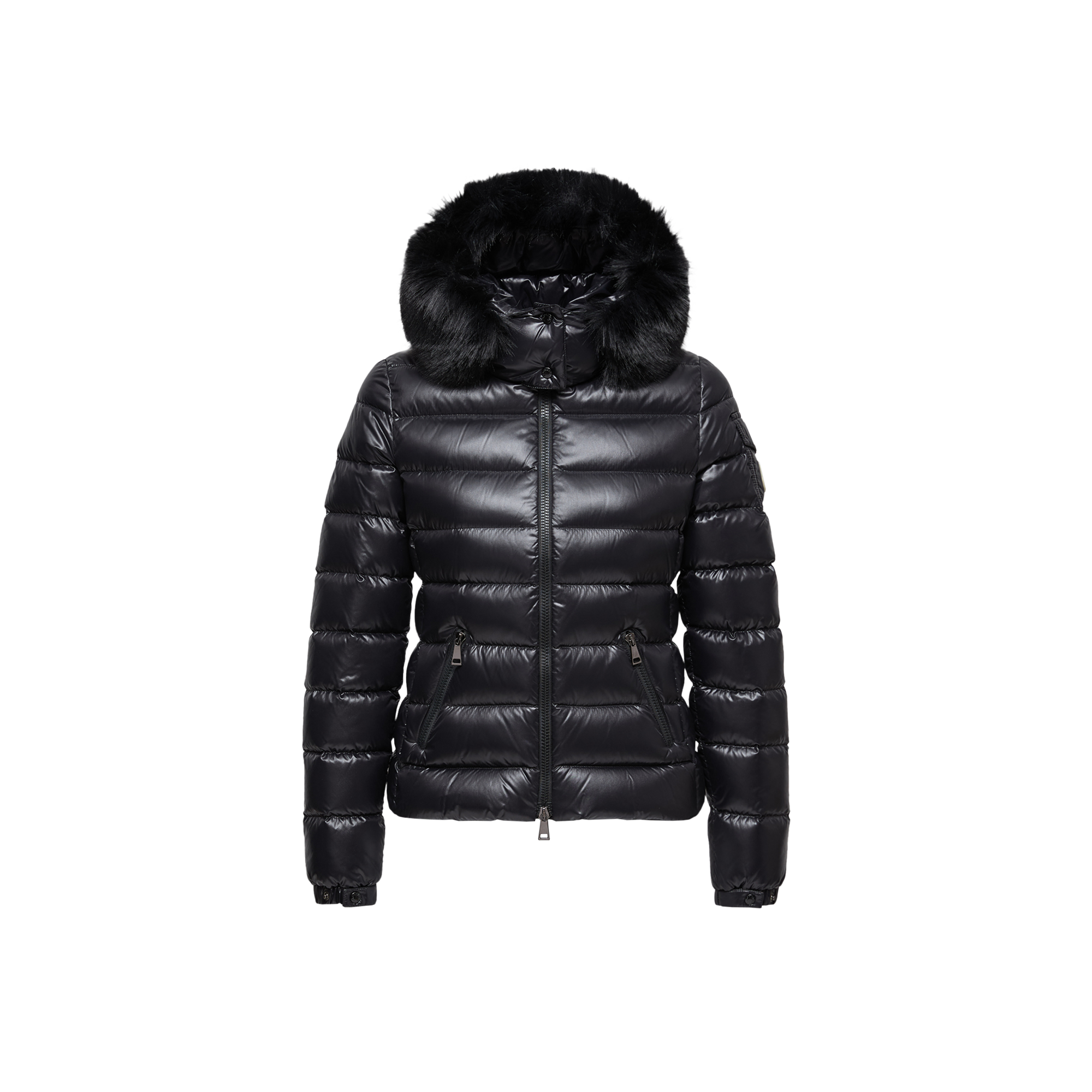 Moncler Badyf Faux Fur-trimmed Hooded Short Down Jacket Black